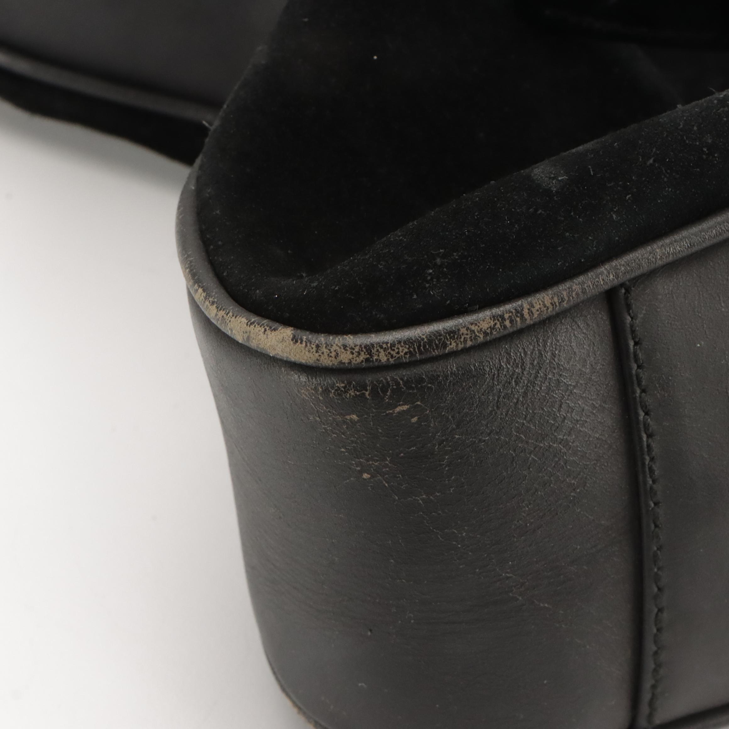 Gucci Bamboo Handle Two-Way Tote in Black Suede and Leather