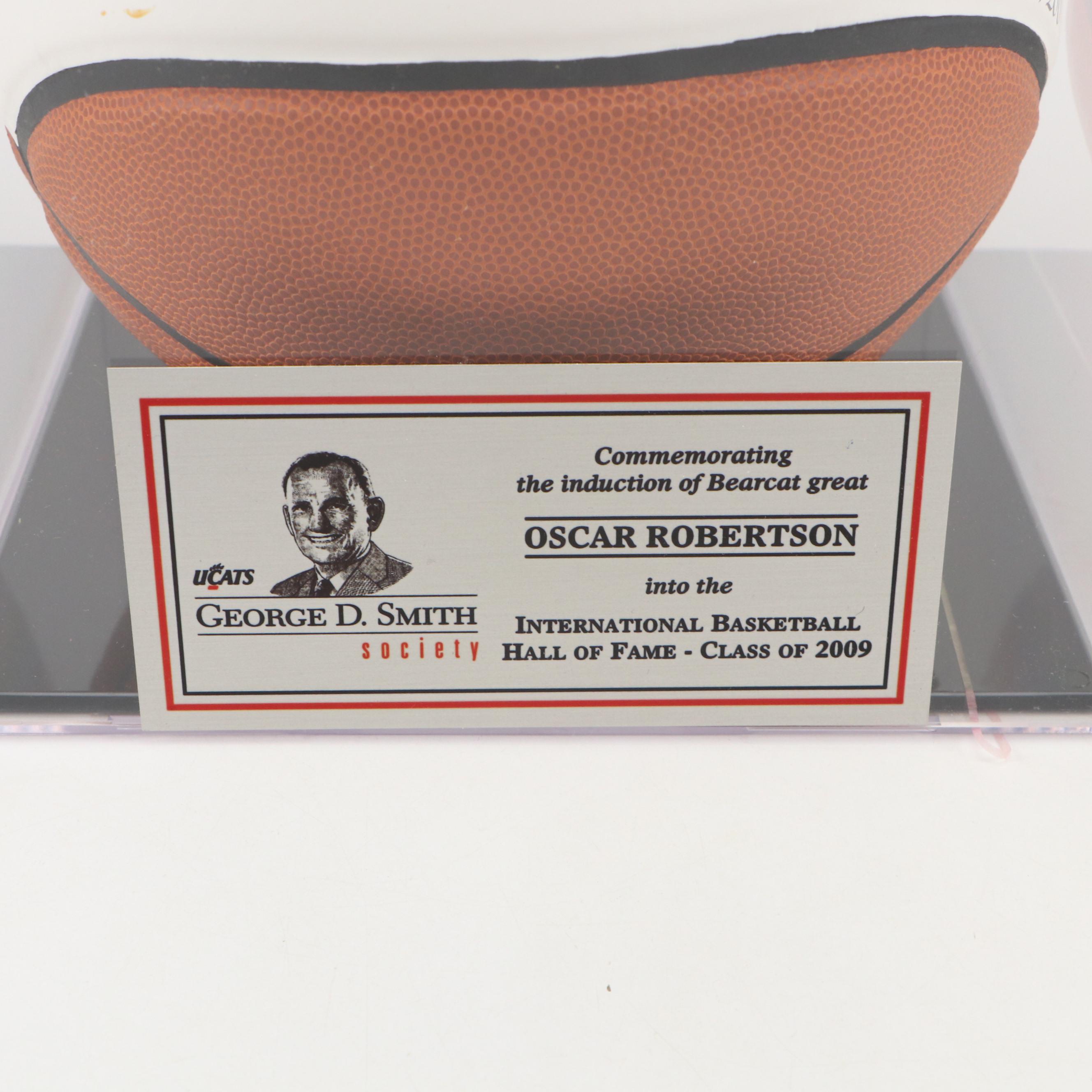 Oscar Robertson Signed Adidas Basketball with Hall of Fame Display