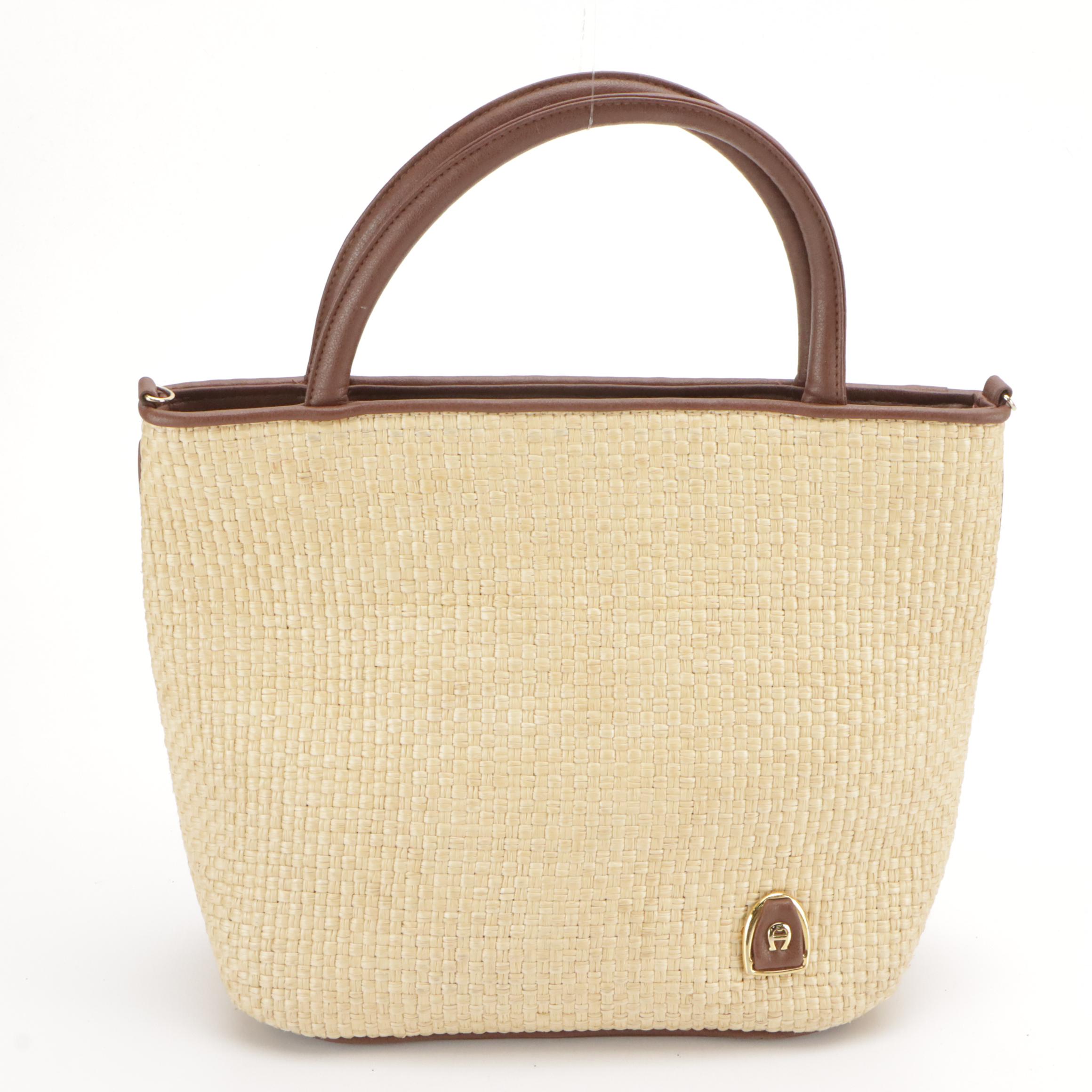 Etienne Aigner Woven Bags in Synthetic Fiber with Faux Leather Trim