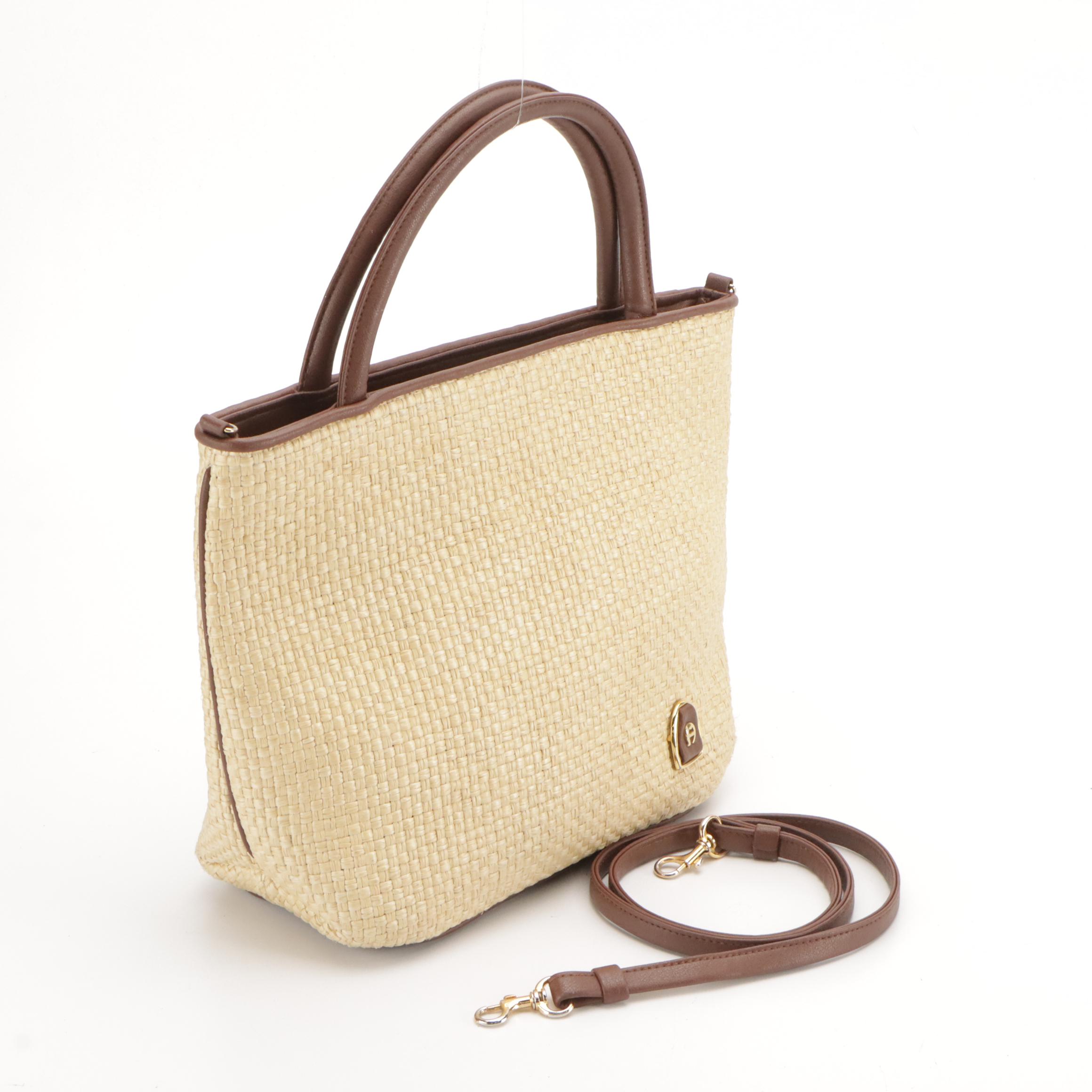 Etienne Aigner Woven Bags in Synthetic Fiber with Faux Leather Trim