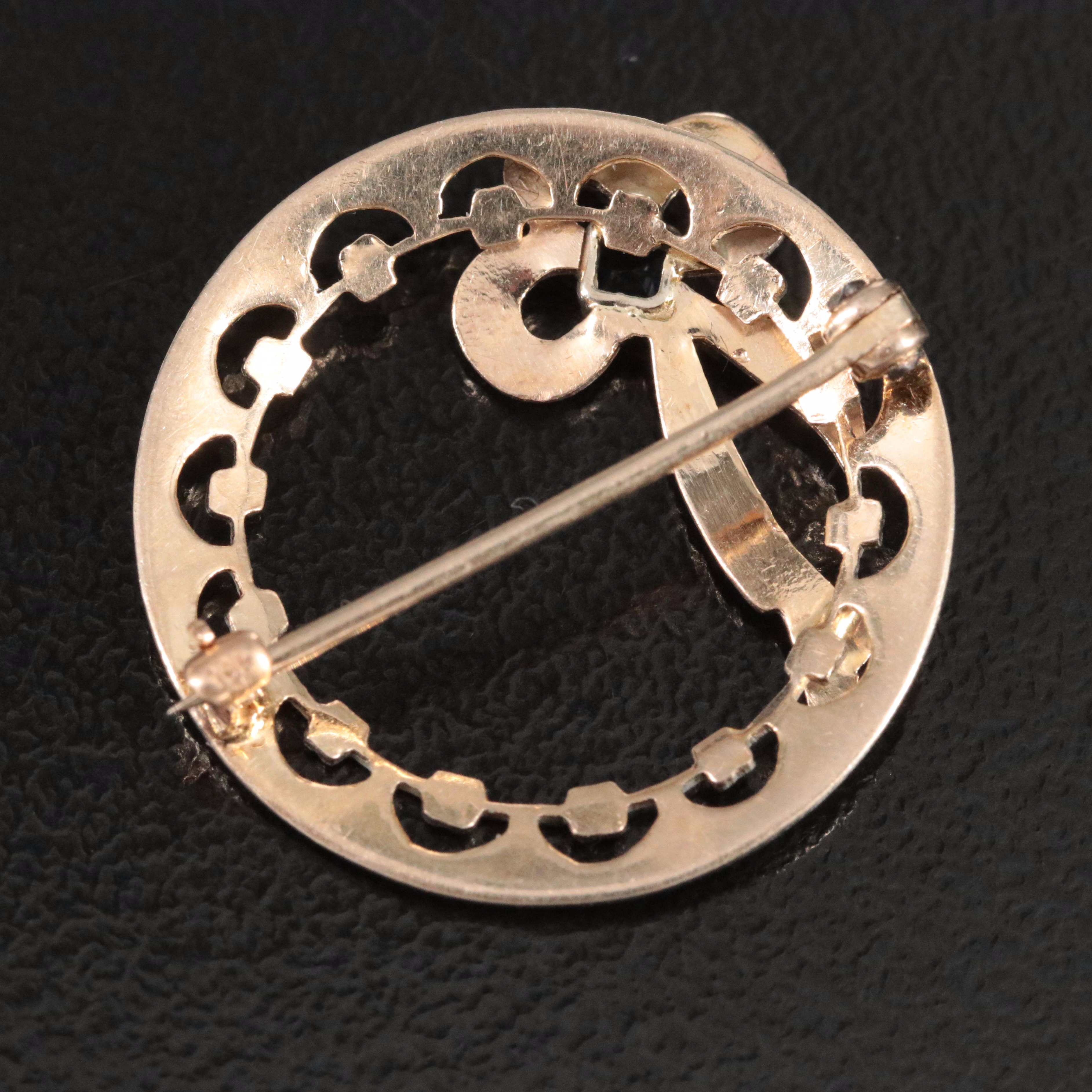 Vintage 10K Circle Pin