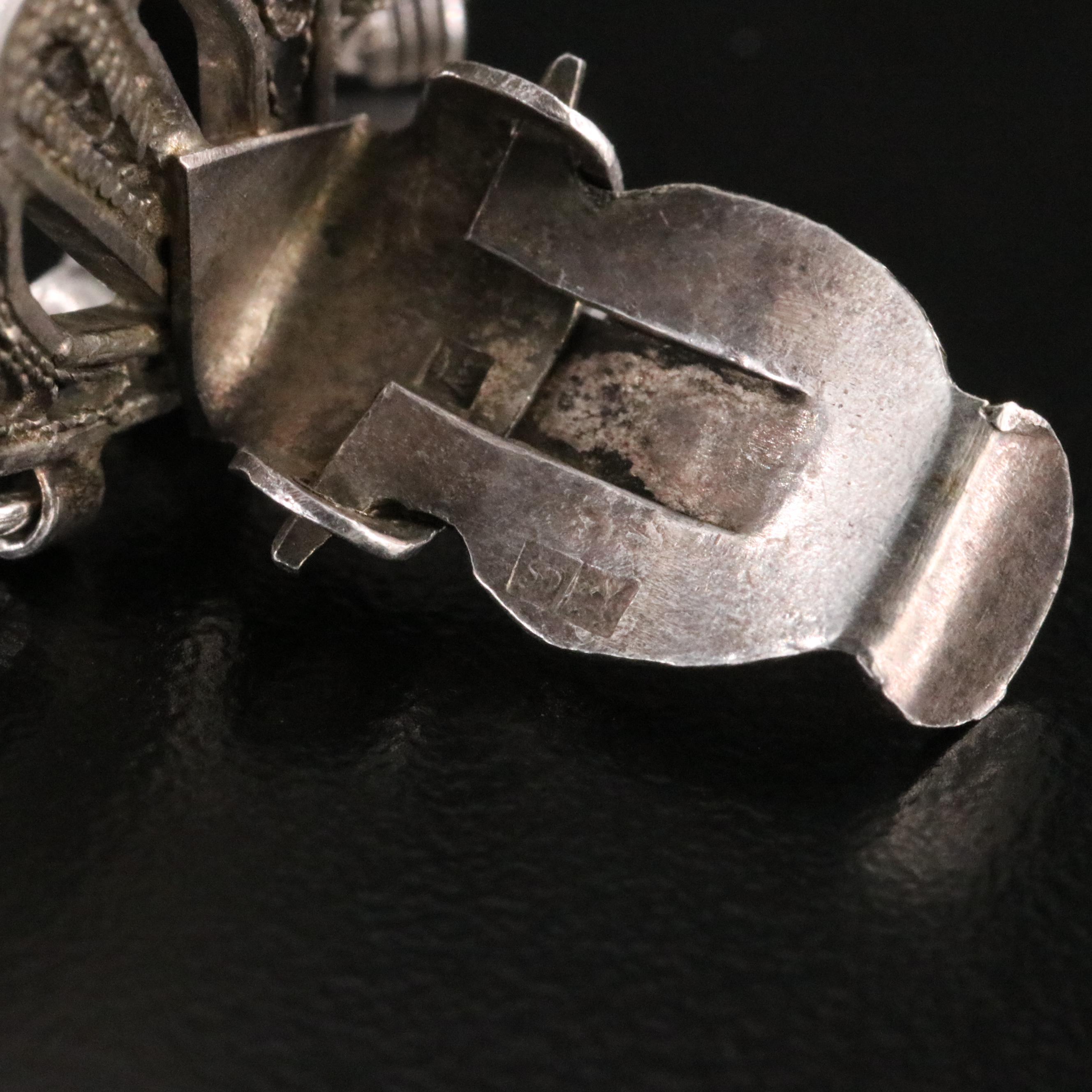 Vintage 900 Silver Filigree Disc Fringe Earrings