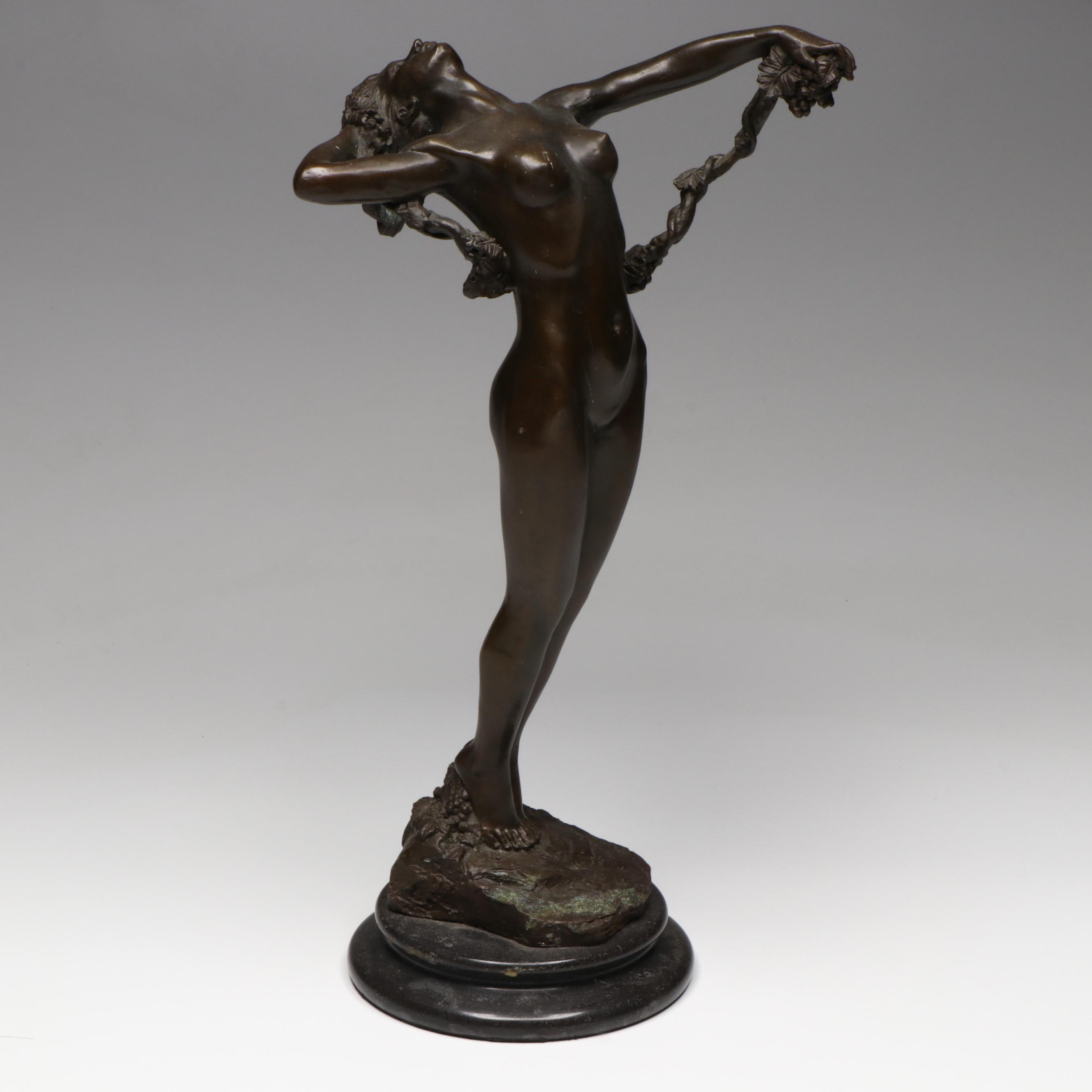 After Harriet Whitney Frishmuth "The Vine" Bronze Nude Statuette