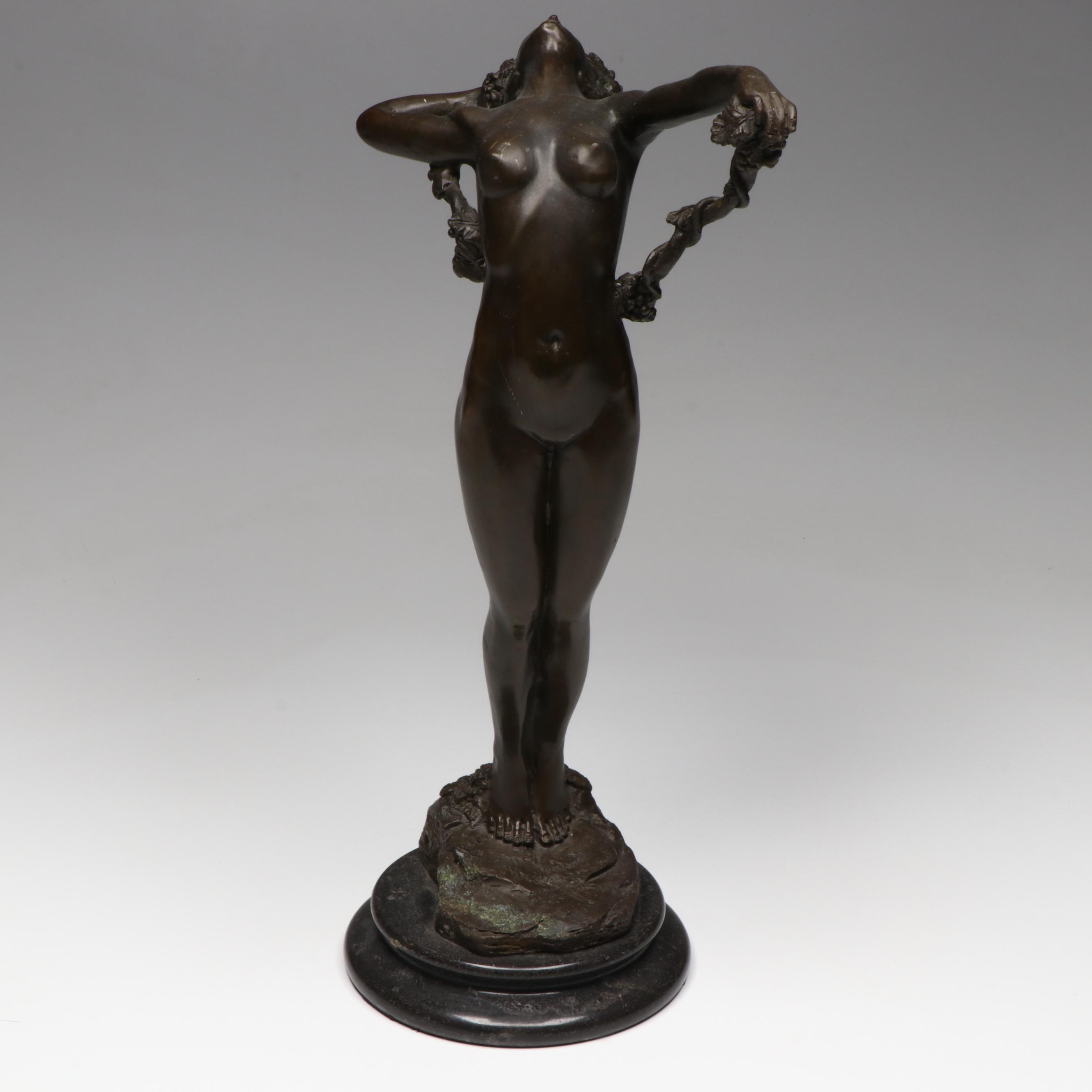 After Harriet Whitney Frishmuth "The Vine" Bronze Nude Statuette