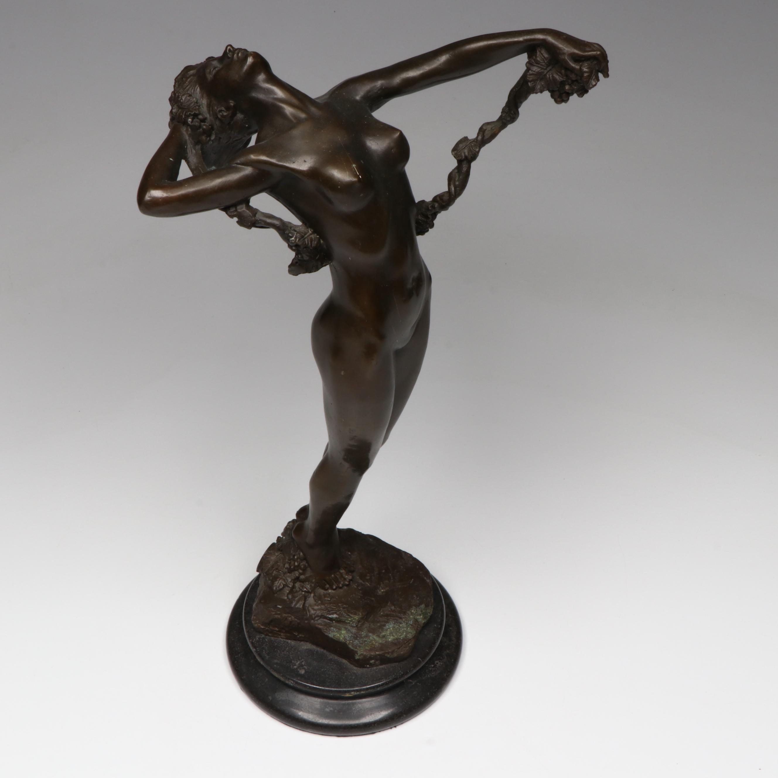 After Harriet Whitney Frishmuth "The Vine" Bronze Nude Statuette