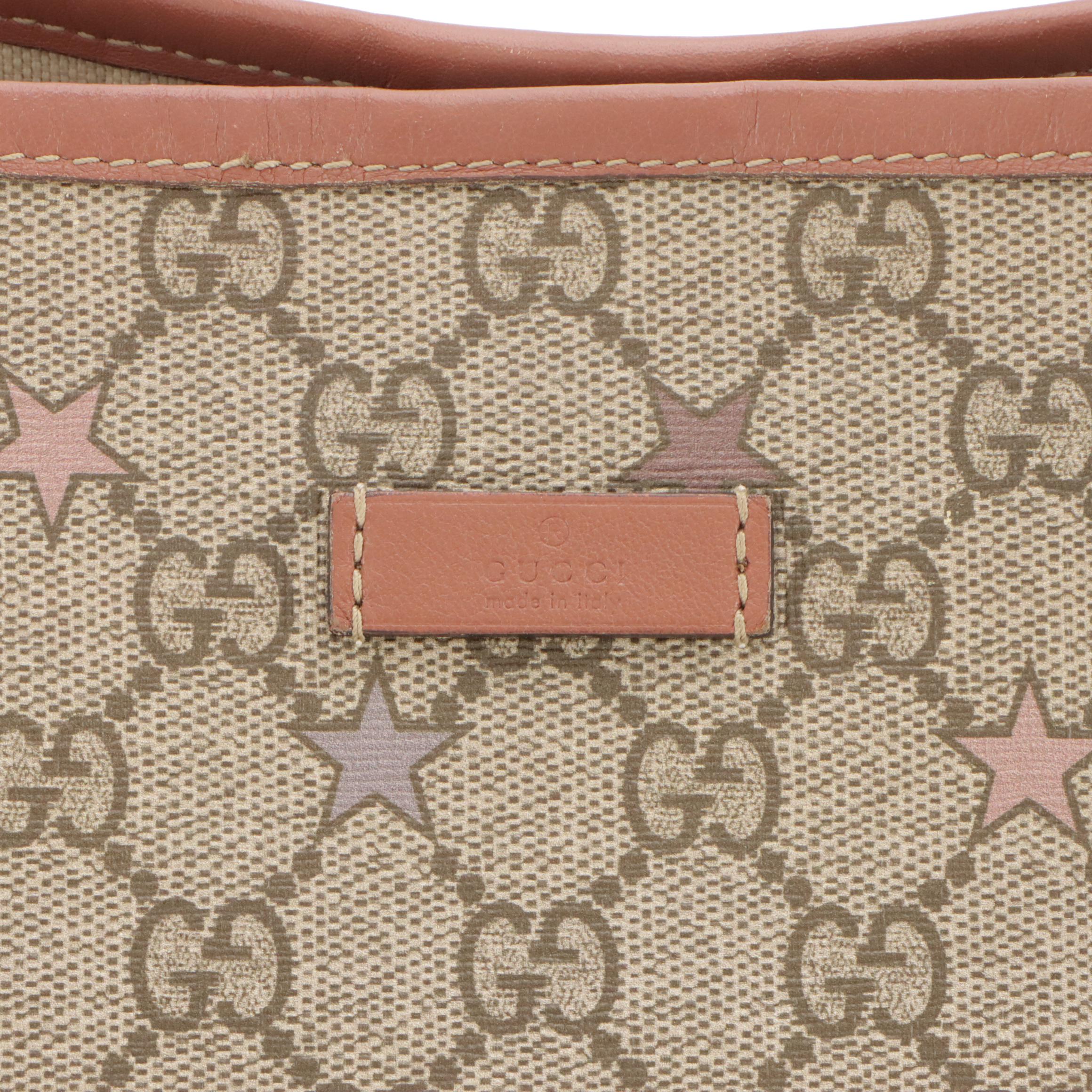Gucci Joy Tote in GG Supreme Star Canvas with Leather Trim