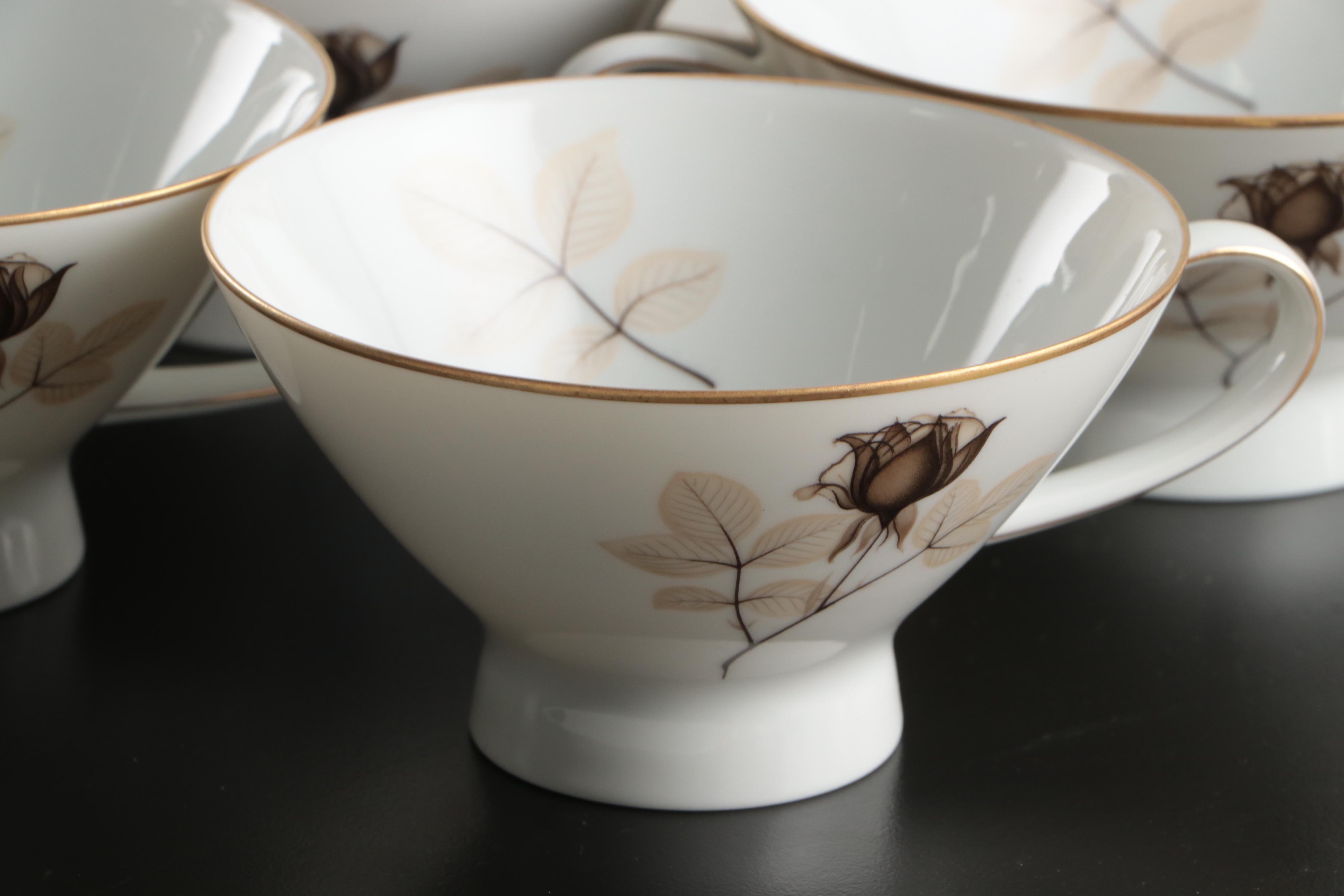 Rosenthal "Shadow Rose" Porcelain Dinnerware, Mid to Late 20th Century