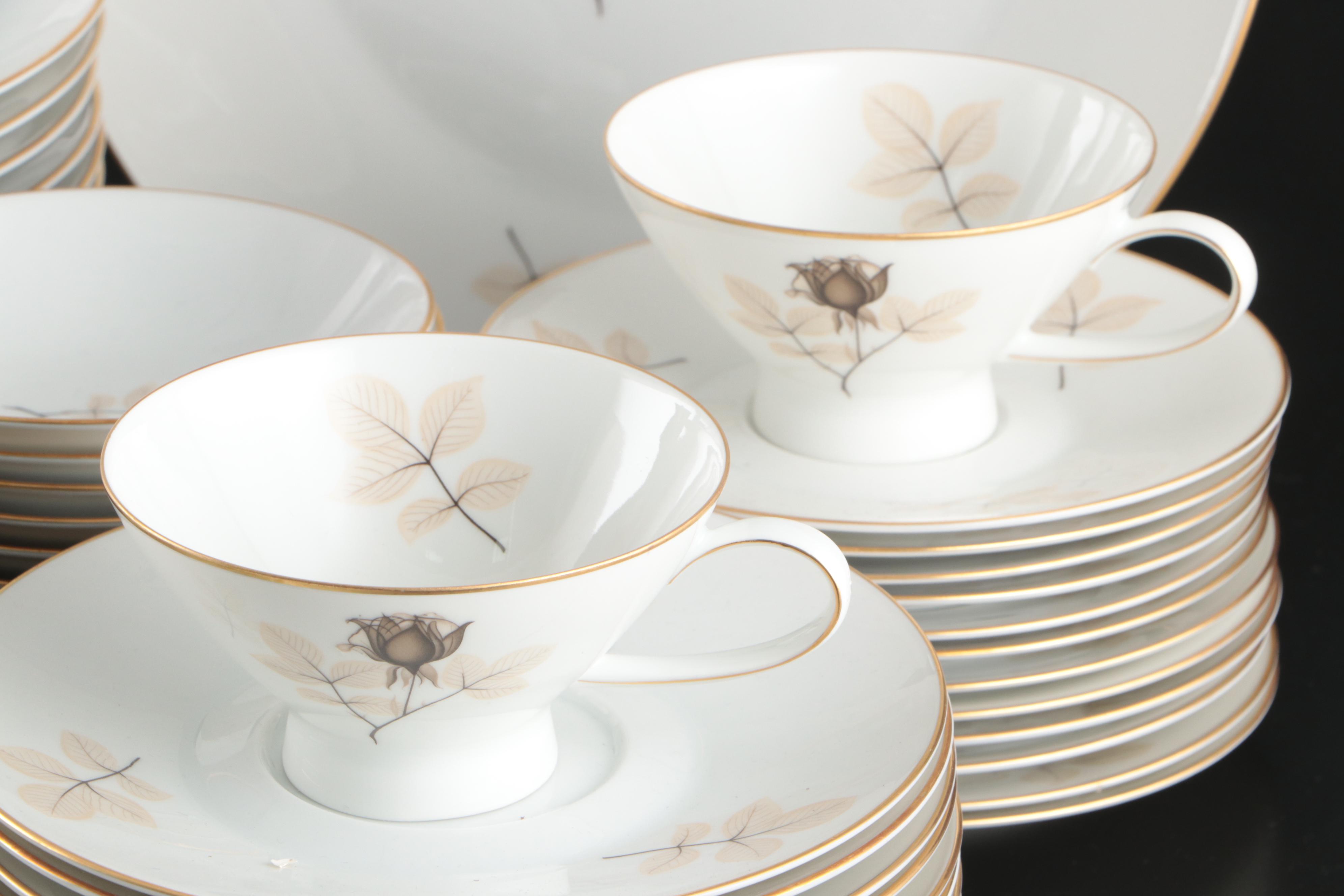 Rosenthal "Shadow Rose" Porcelain Dinnerware, Mid to Late 20th Century