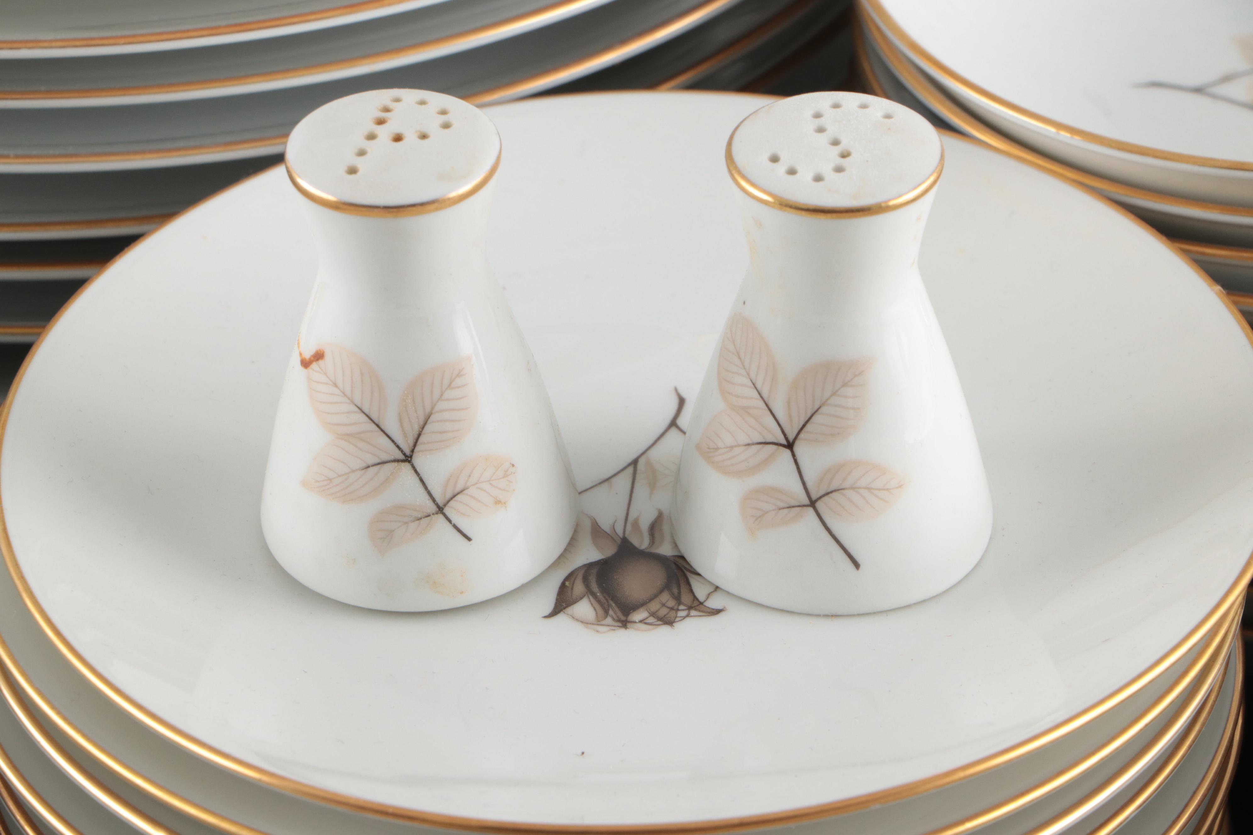 Rosenthal "Shadow Rose" Porcelain Dinnerware, Mid to Late 20th Century