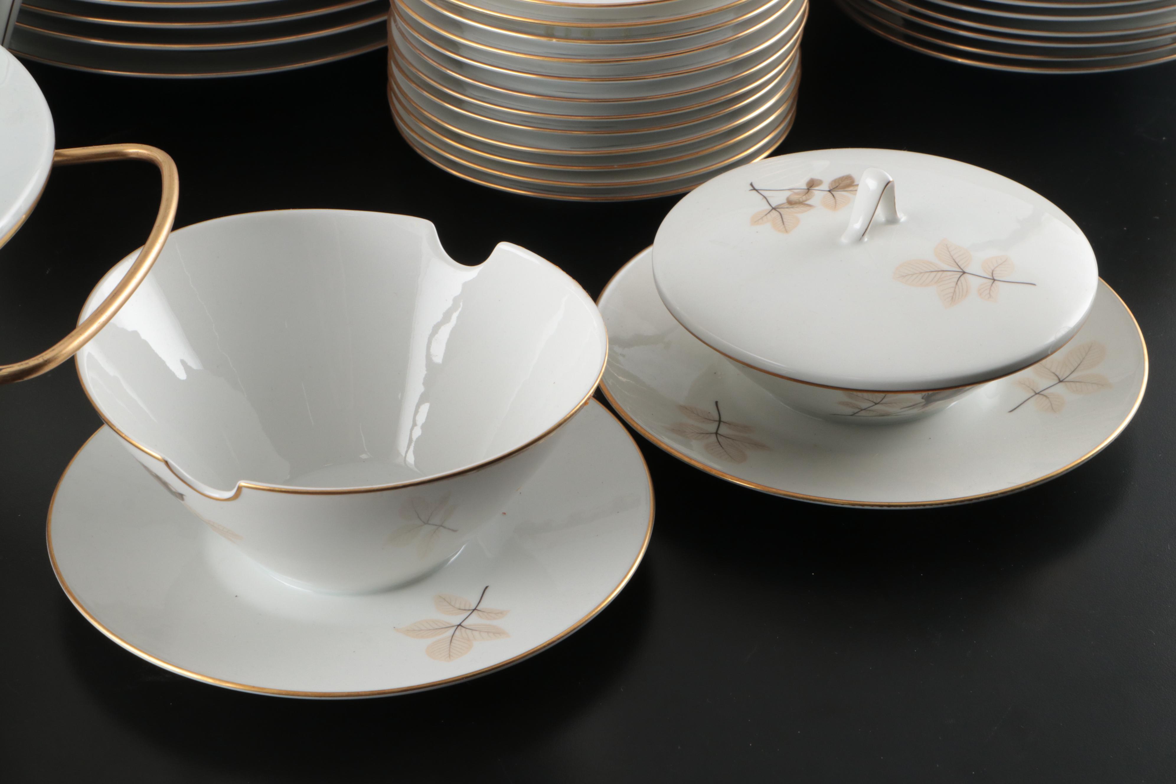 Rosenthal "Shadow Rose" Porcelain Dinnerware, Mid to Late 20th Century