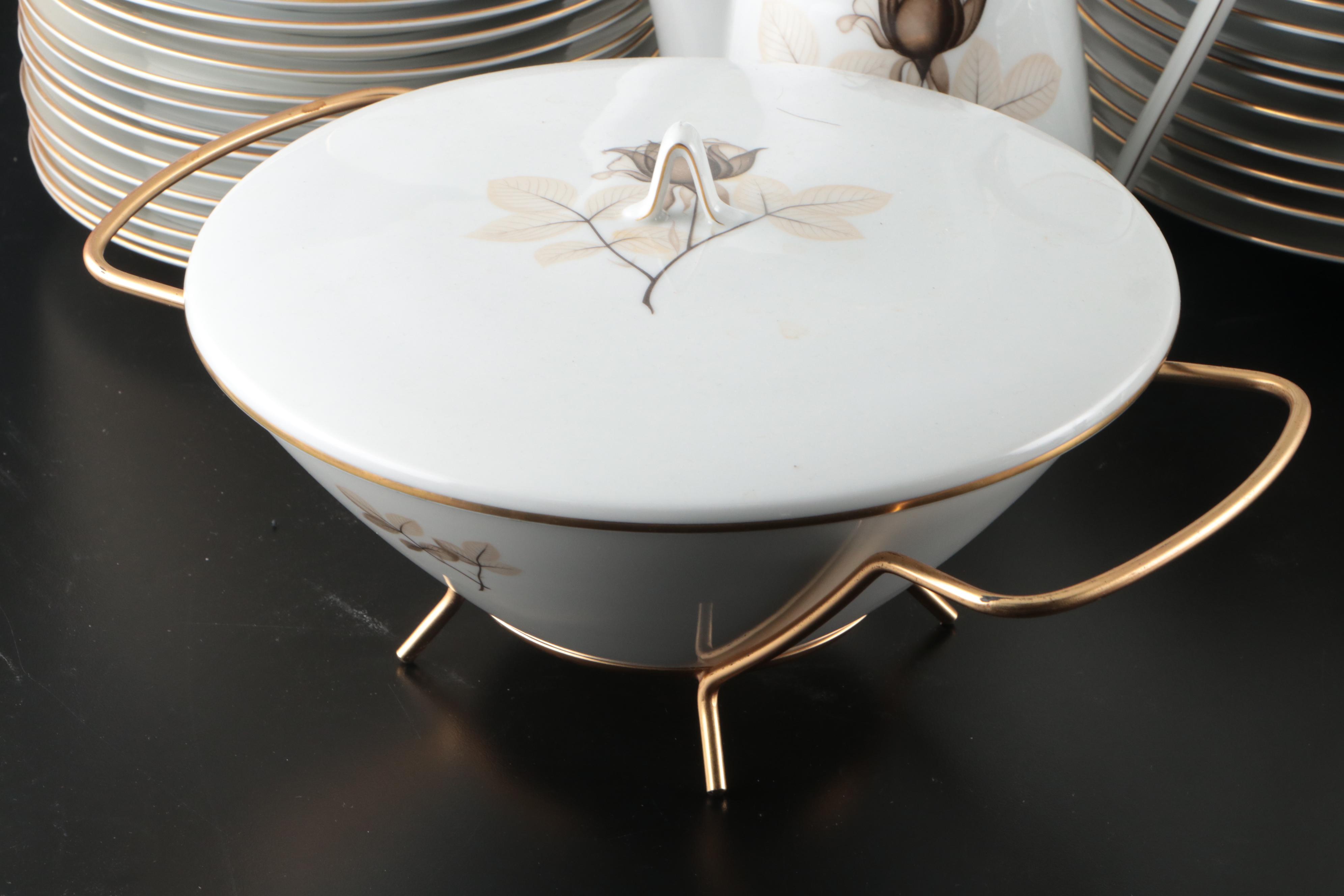 Rosenthal "Shadow Rose" Porcelain Dinnerware, Mid to Late 20th Century