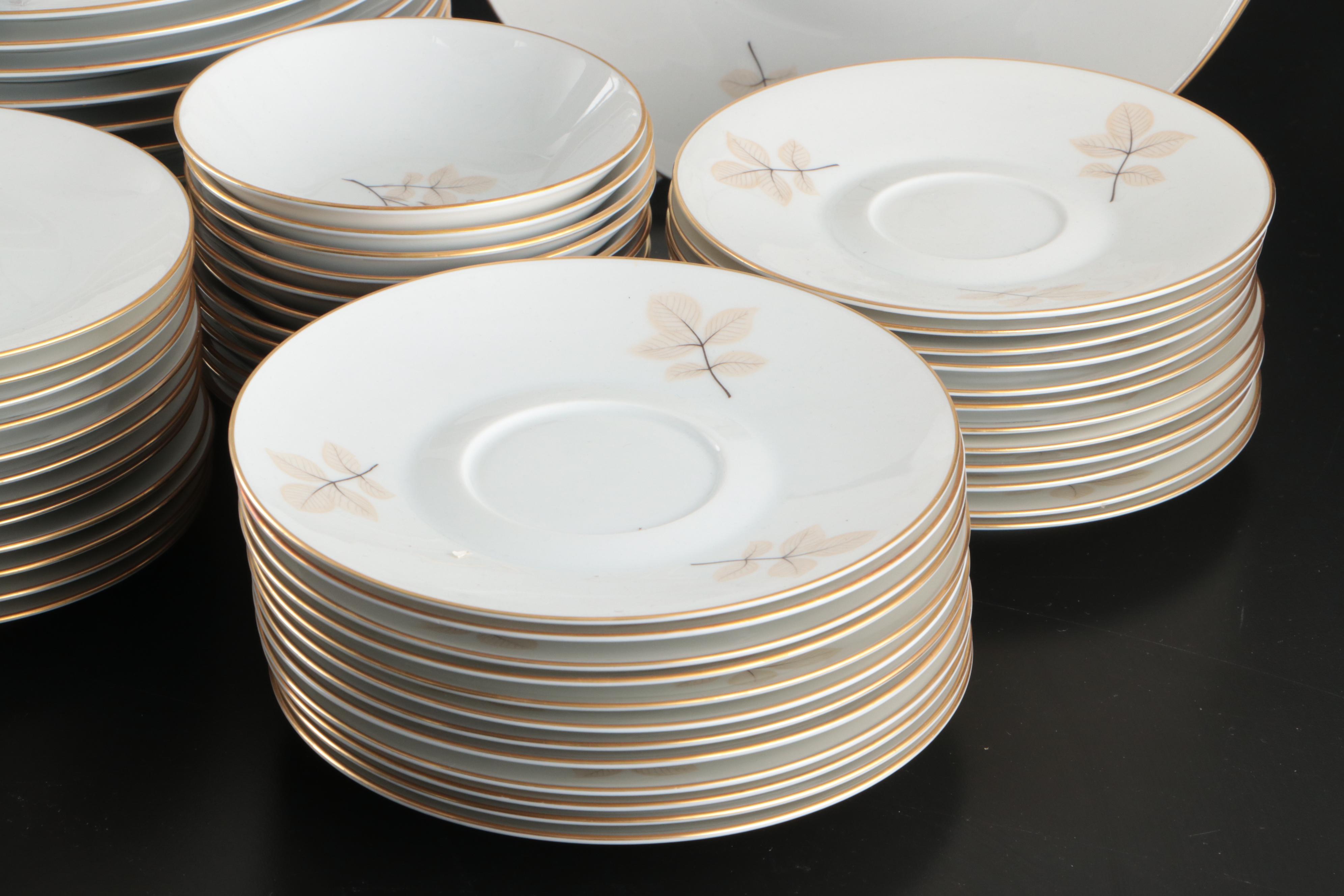 Rosenthal "Shadow Rose" Porcelain Dinnerware, Mid to Late 20th Century