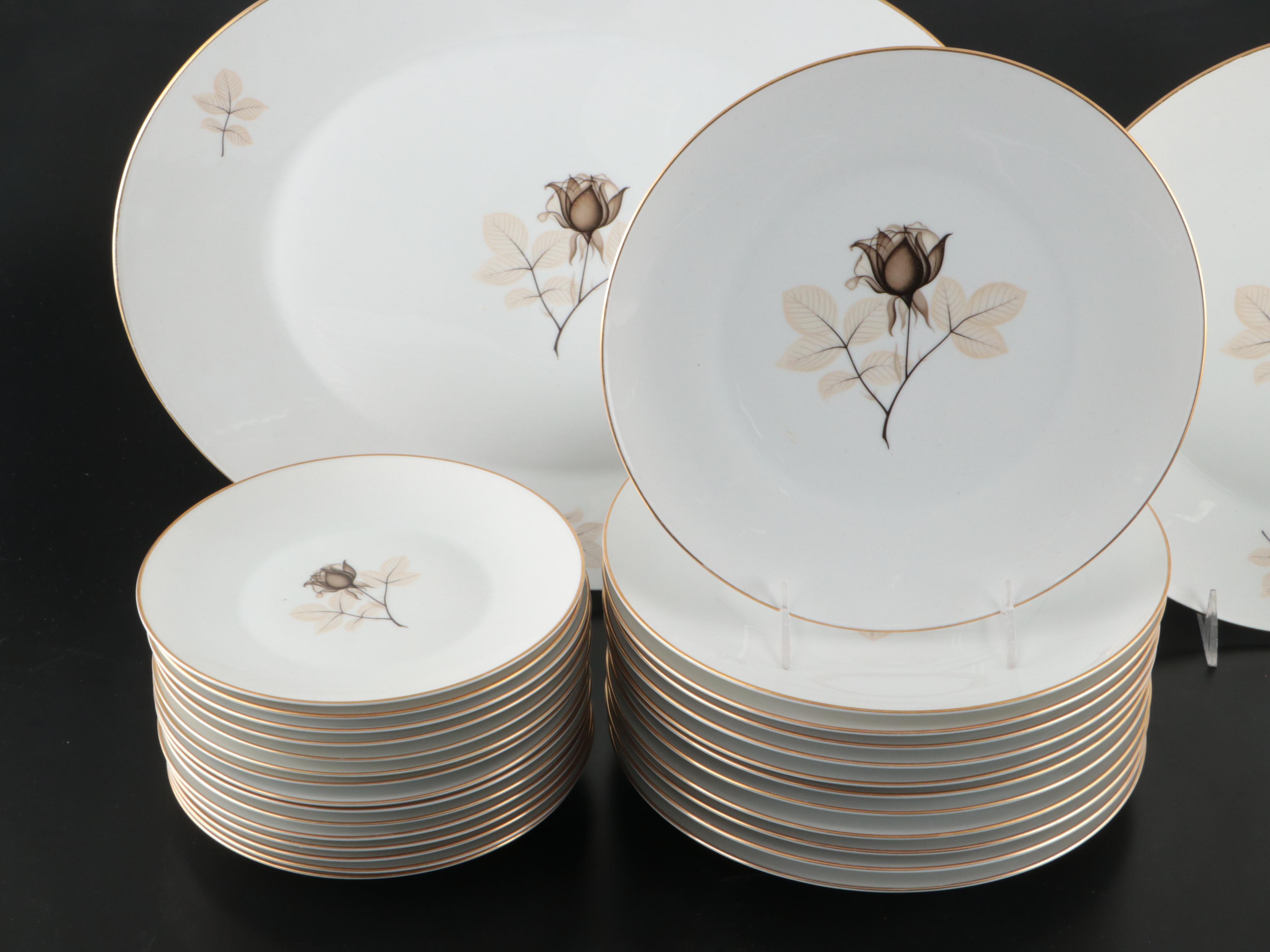 Rosenthal "Shadow Rose" Porcelain Dinnerware, Mid to Late 20th Century