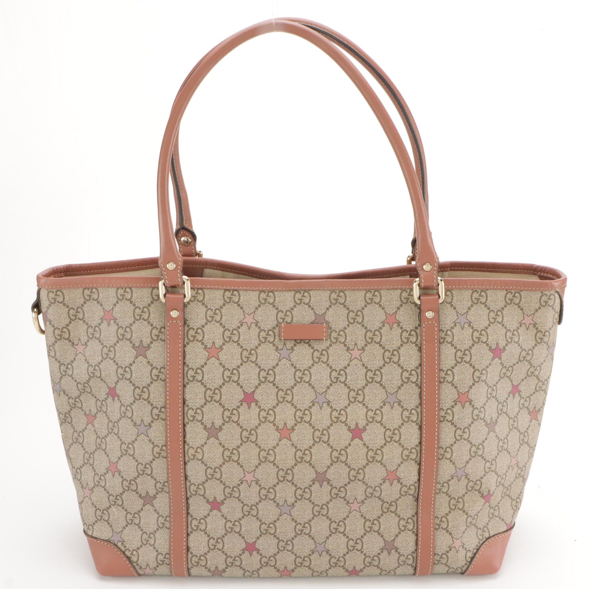 Gucci Joy Tote in GG Supreme Star Canvas with Leather Trim