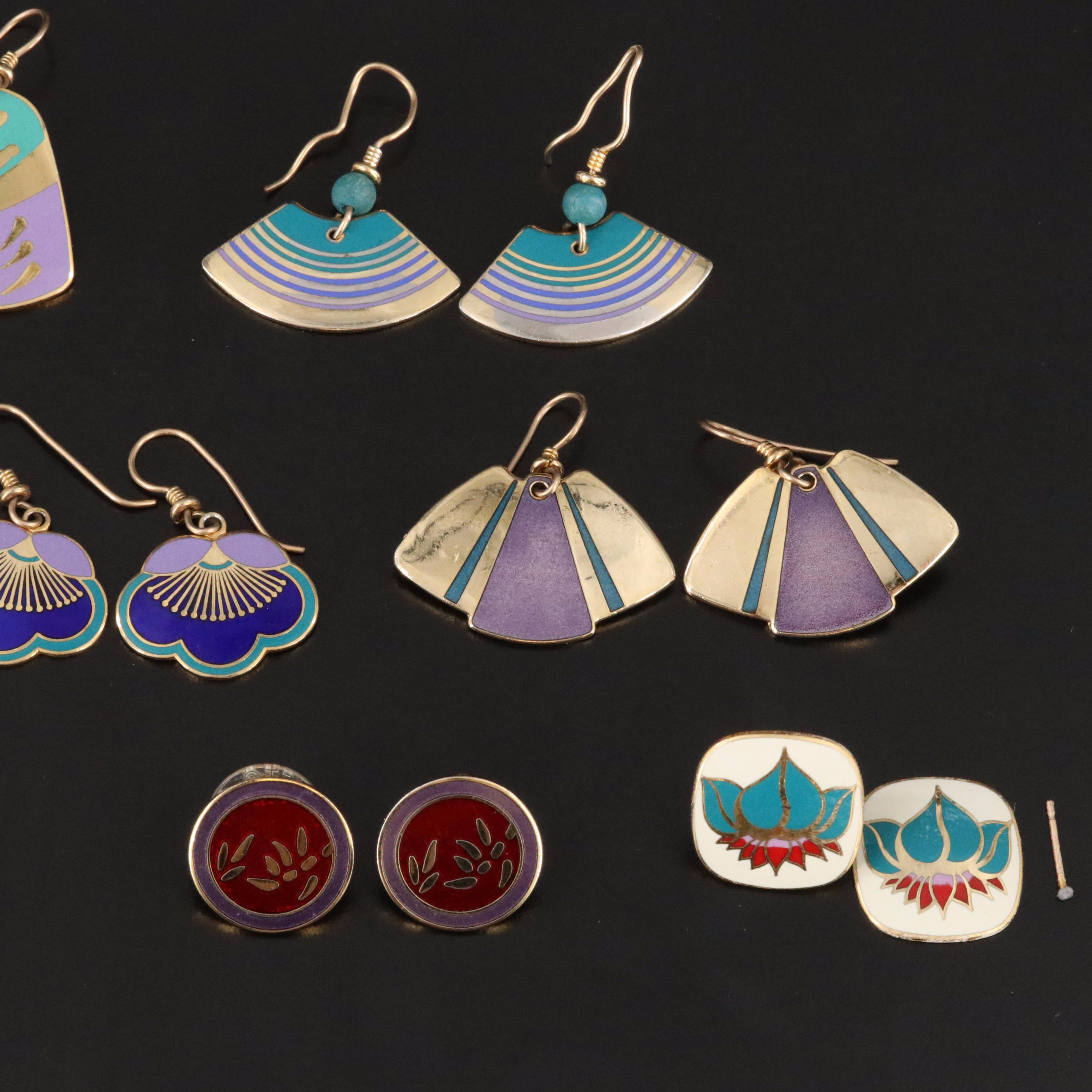Collection of Laurel Burch Enameled Earrings