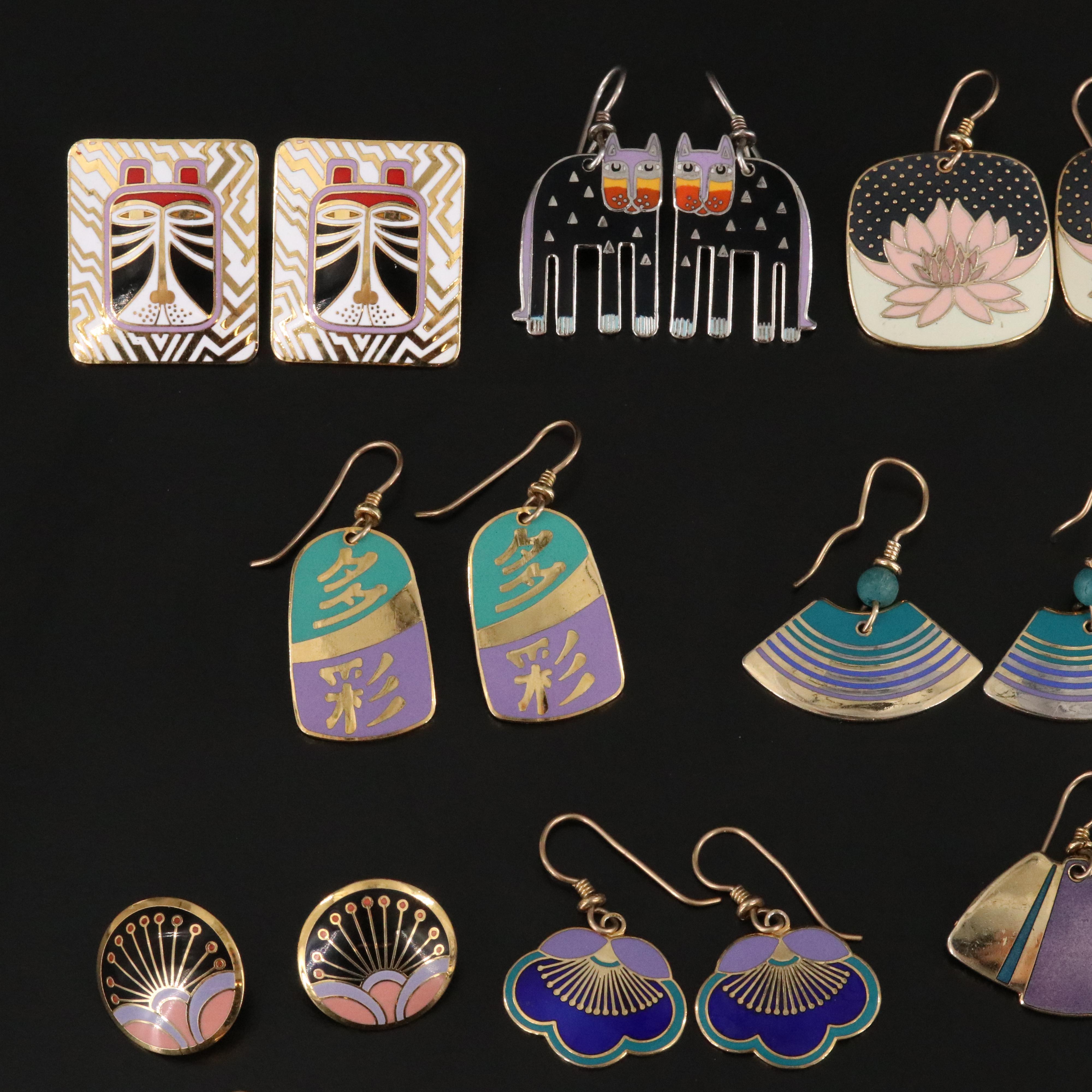 Collection of Laurel Burch Enameled Earrings