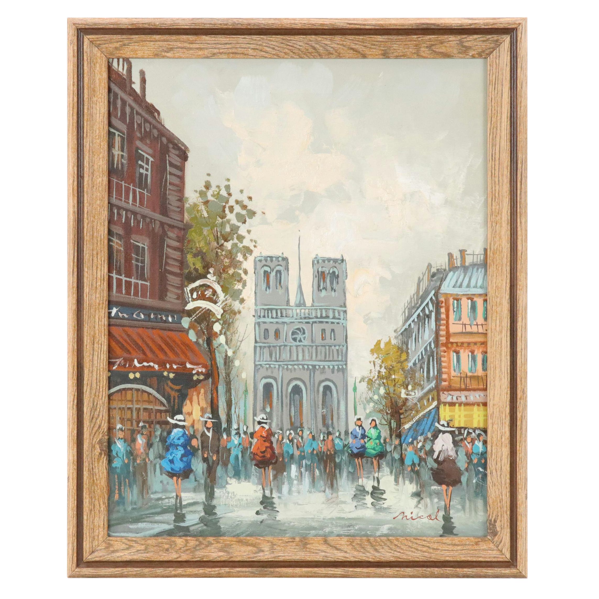 Parisian Cityscape Oil Painting of Notre-Dame