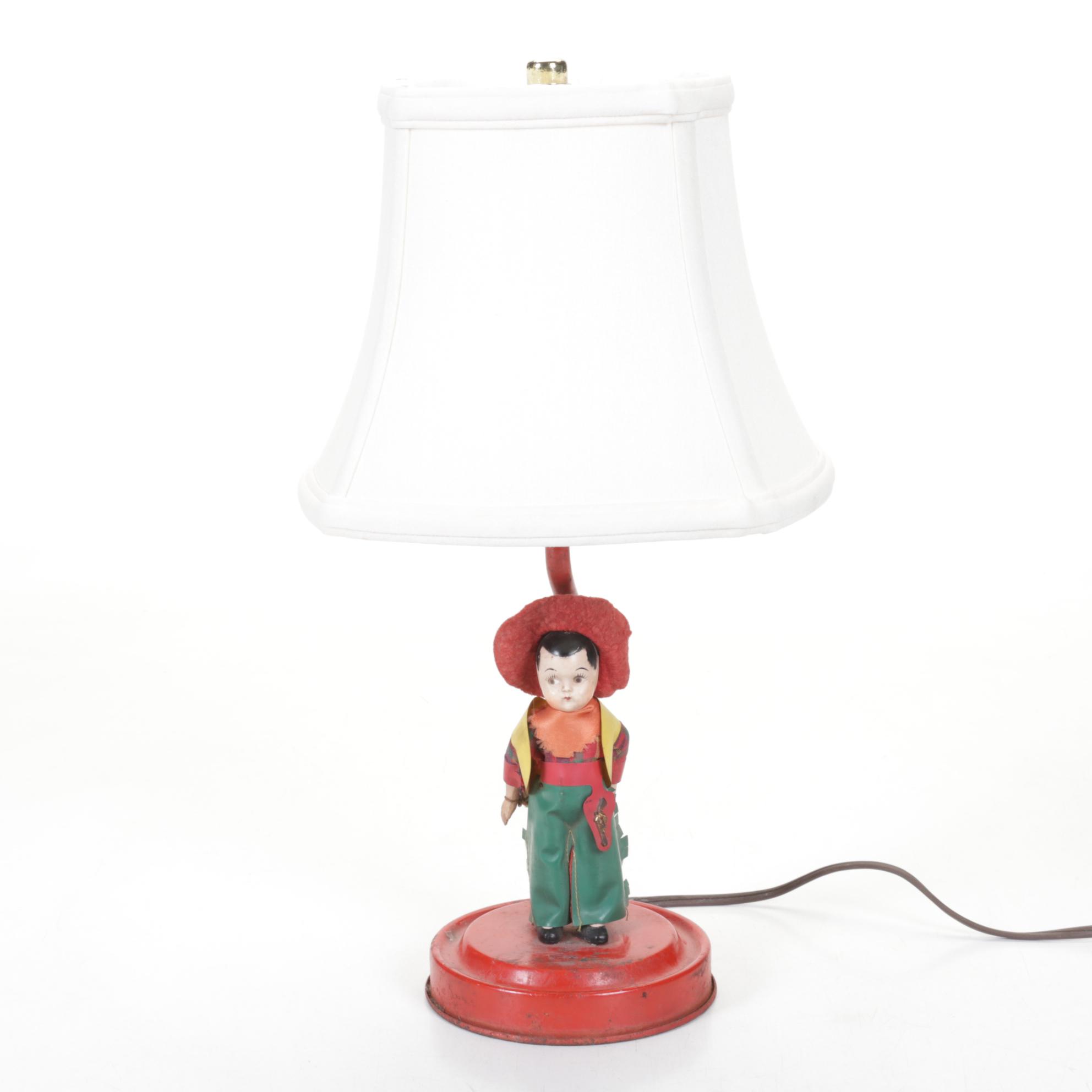 Celluloid Rodeo Cowboy Table Lamp