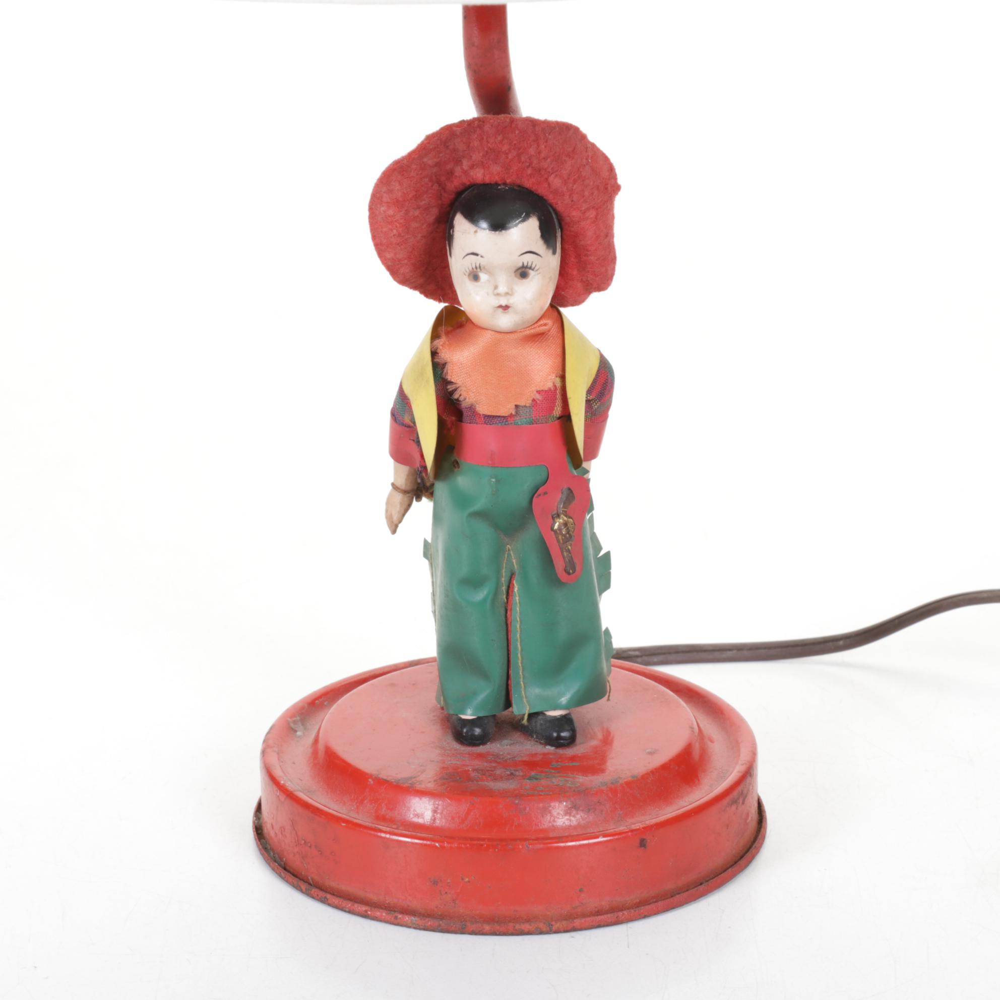 Celluloid Rodeo Cowboy Table Lamp