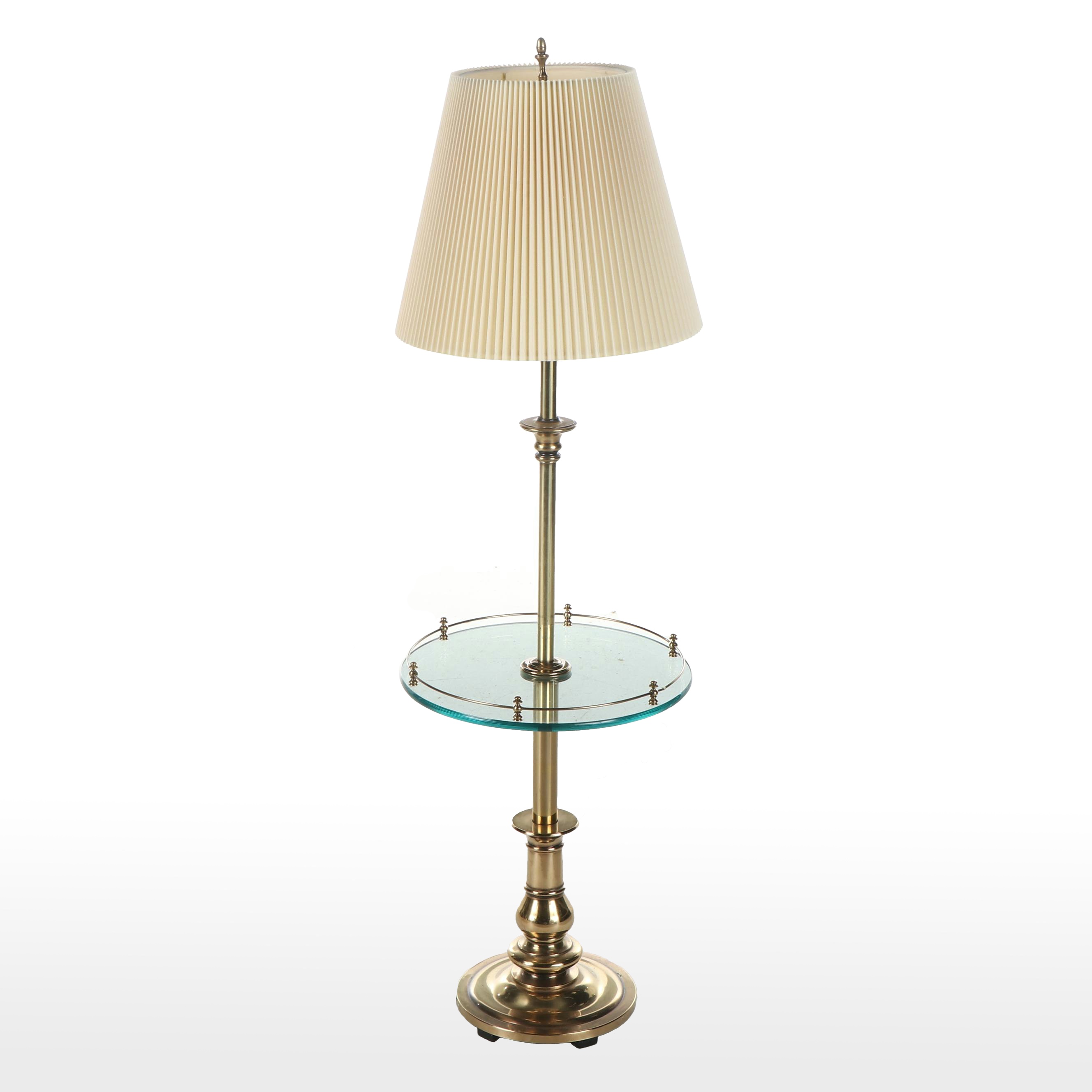Rembrandt Brass Floor Lamp With  Galleried Glass Table