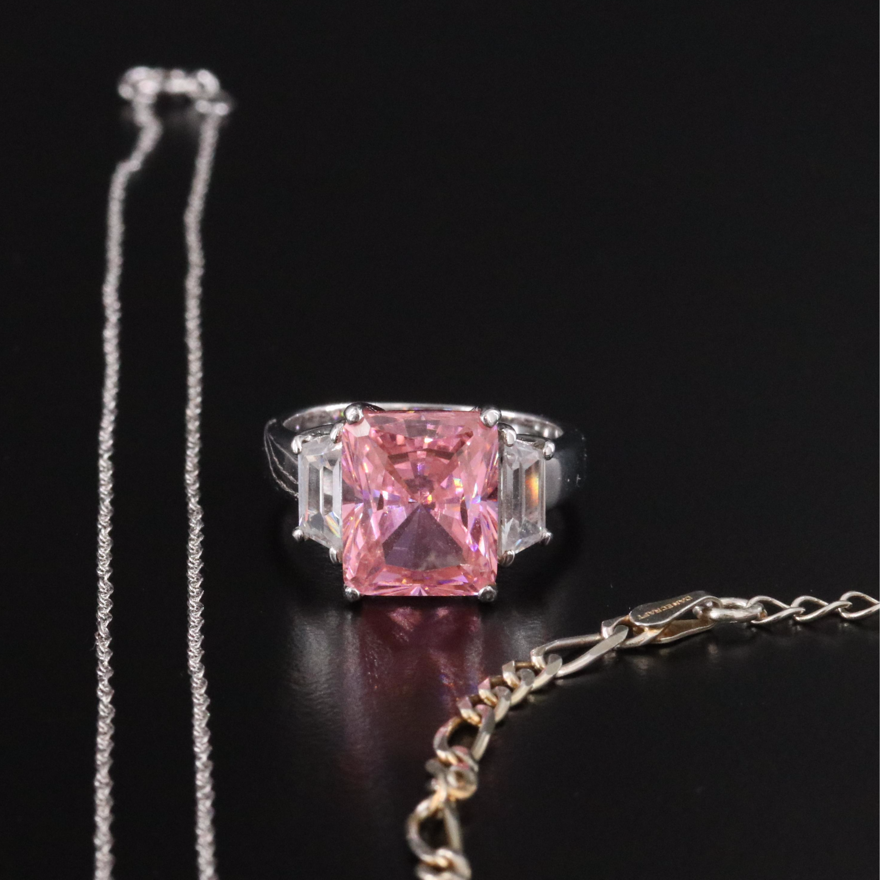 Sterling Jewelry Selection Including Amethyst, Diamond and CZ