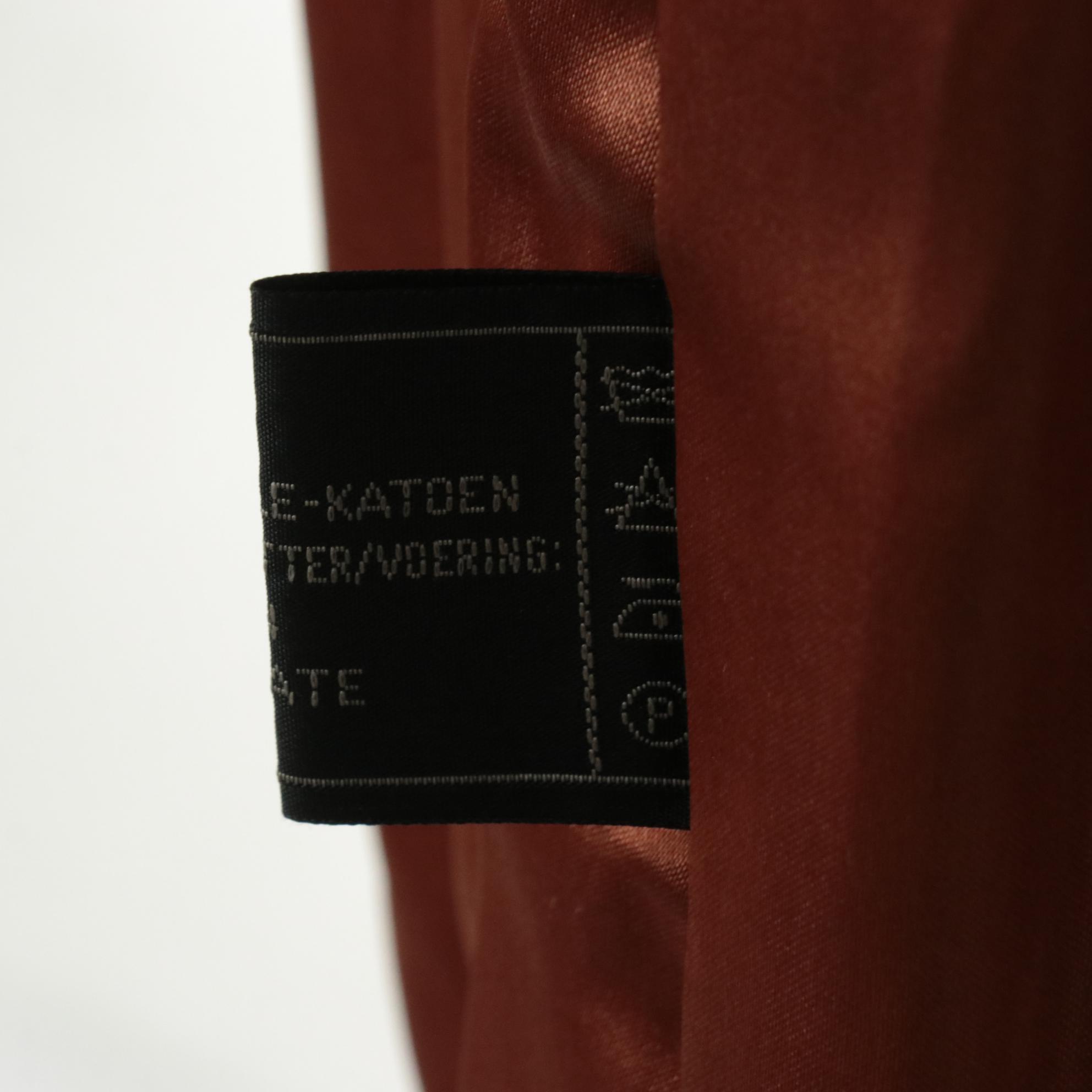 Fox Fur-Trimmed Brown Leather Coat