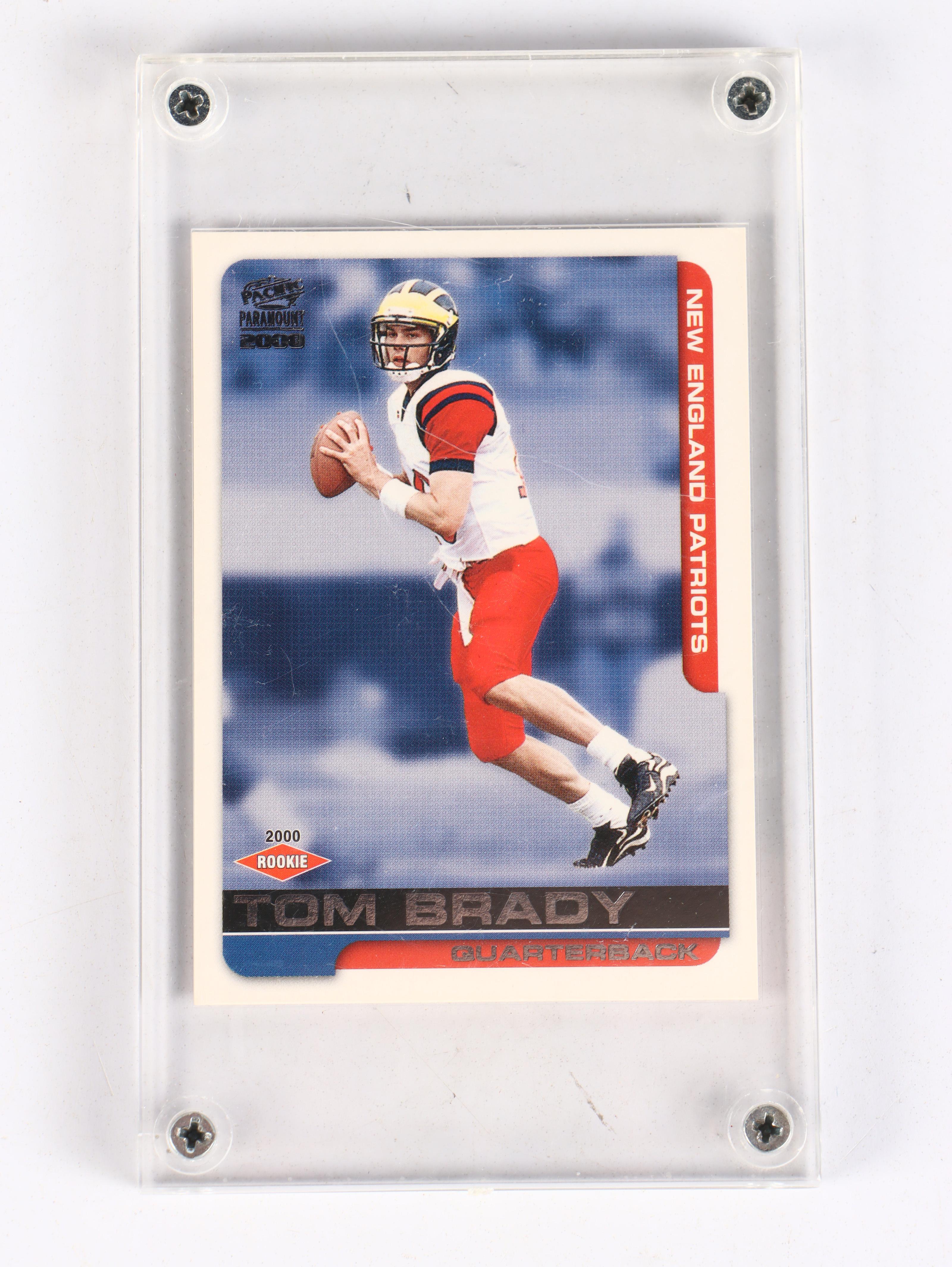 1998 Topps Peyton Manning and 2000 Paramount Tom Brady Rookie Football Cards