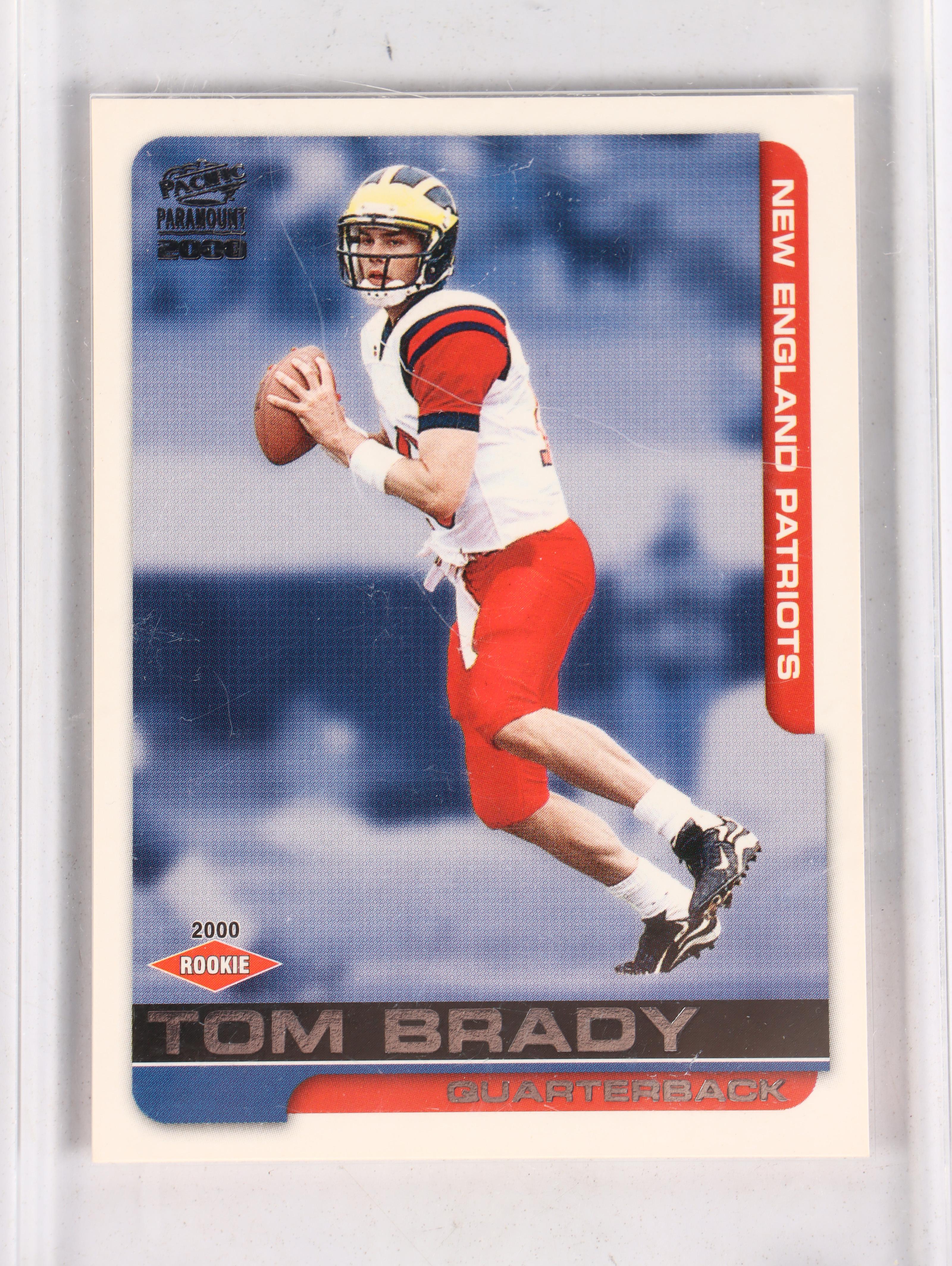 1998 Topps Peyton Manning and 2000 Paramount Tom Brady Rookie Football Cards