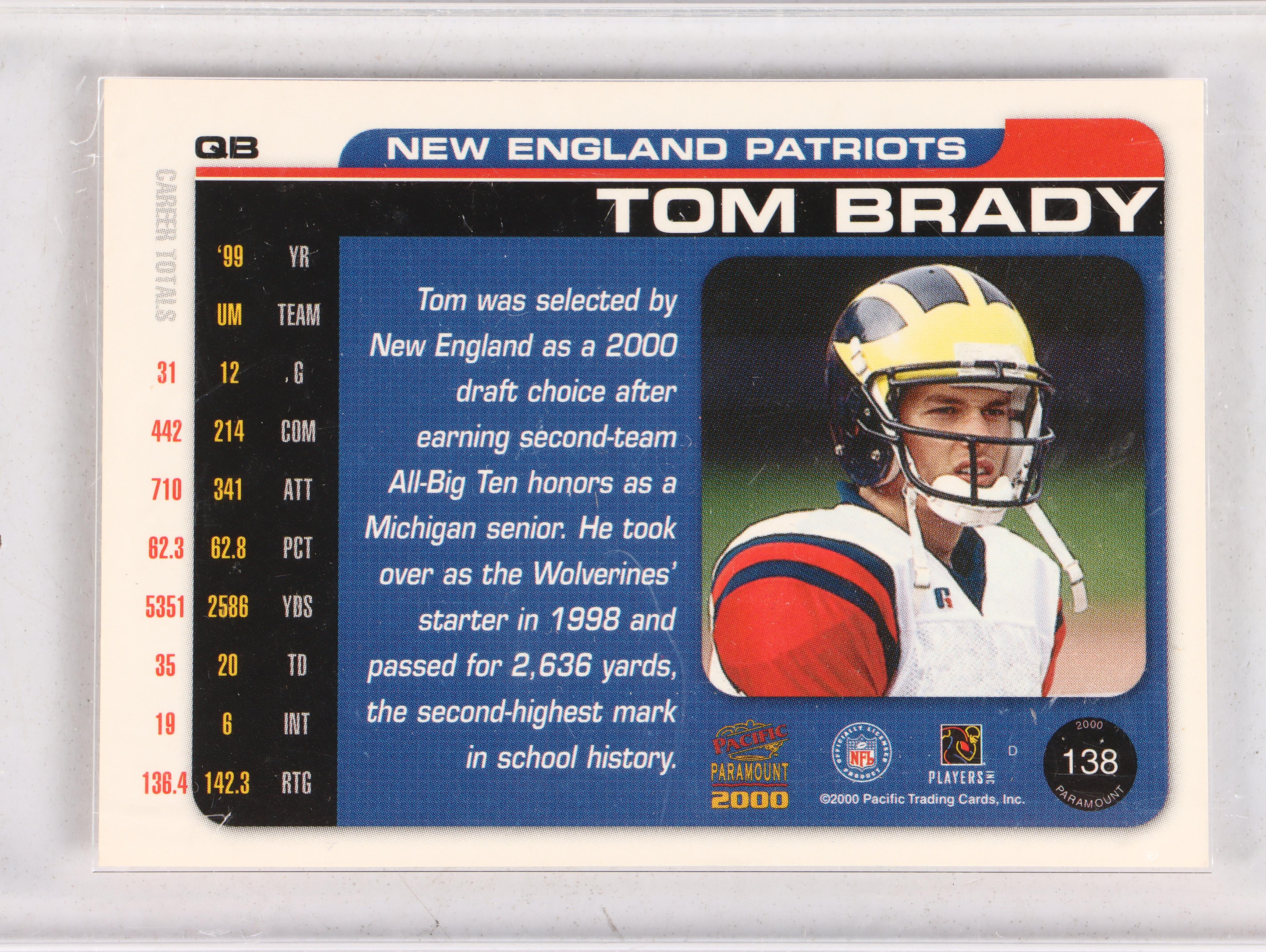 1998 Topps Peyton Manning and 2000 Paramount Tom Brady Rookie Football Cards