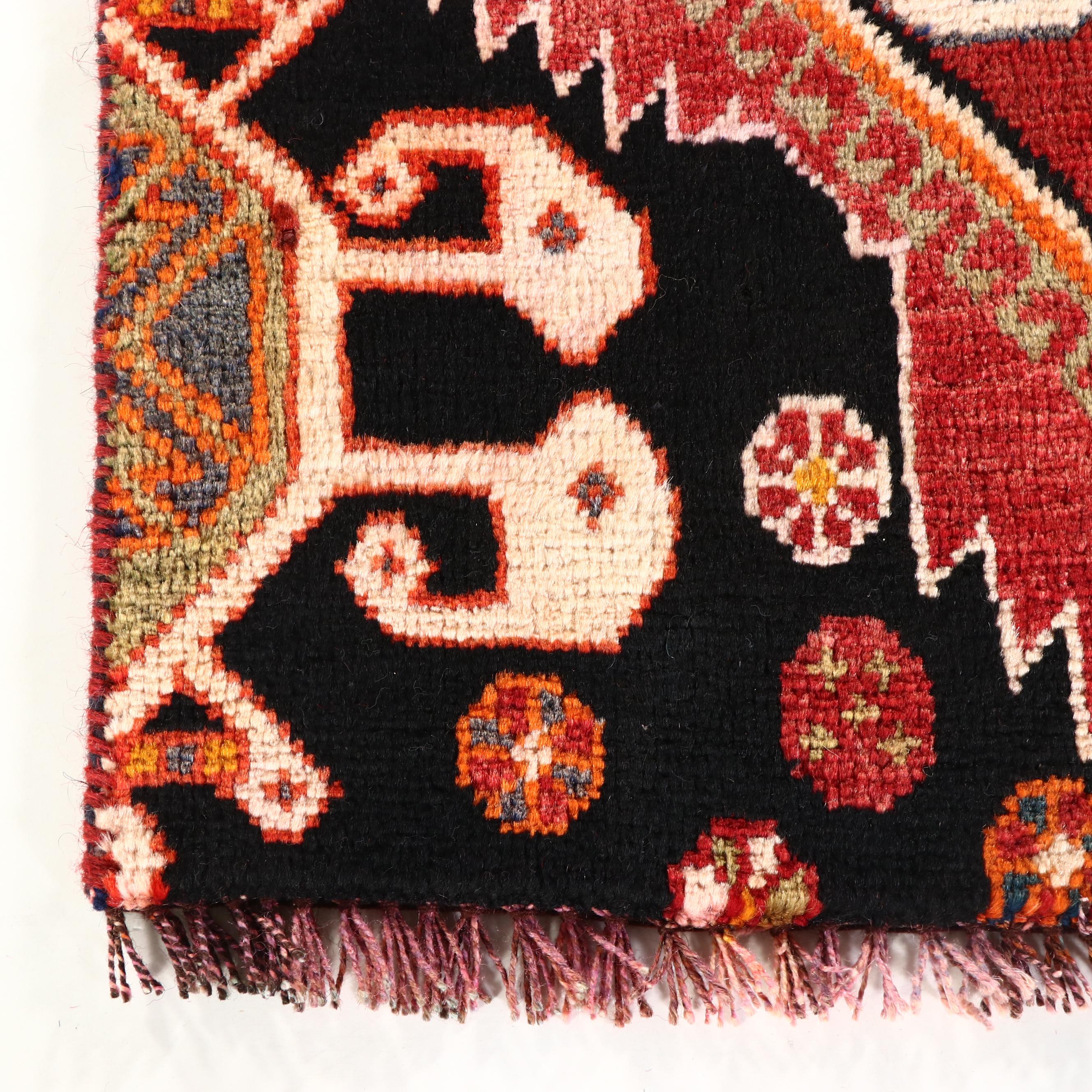 2' x 1'9 Hand-Knotted Persian Shiraz Remnant or Floor Mat