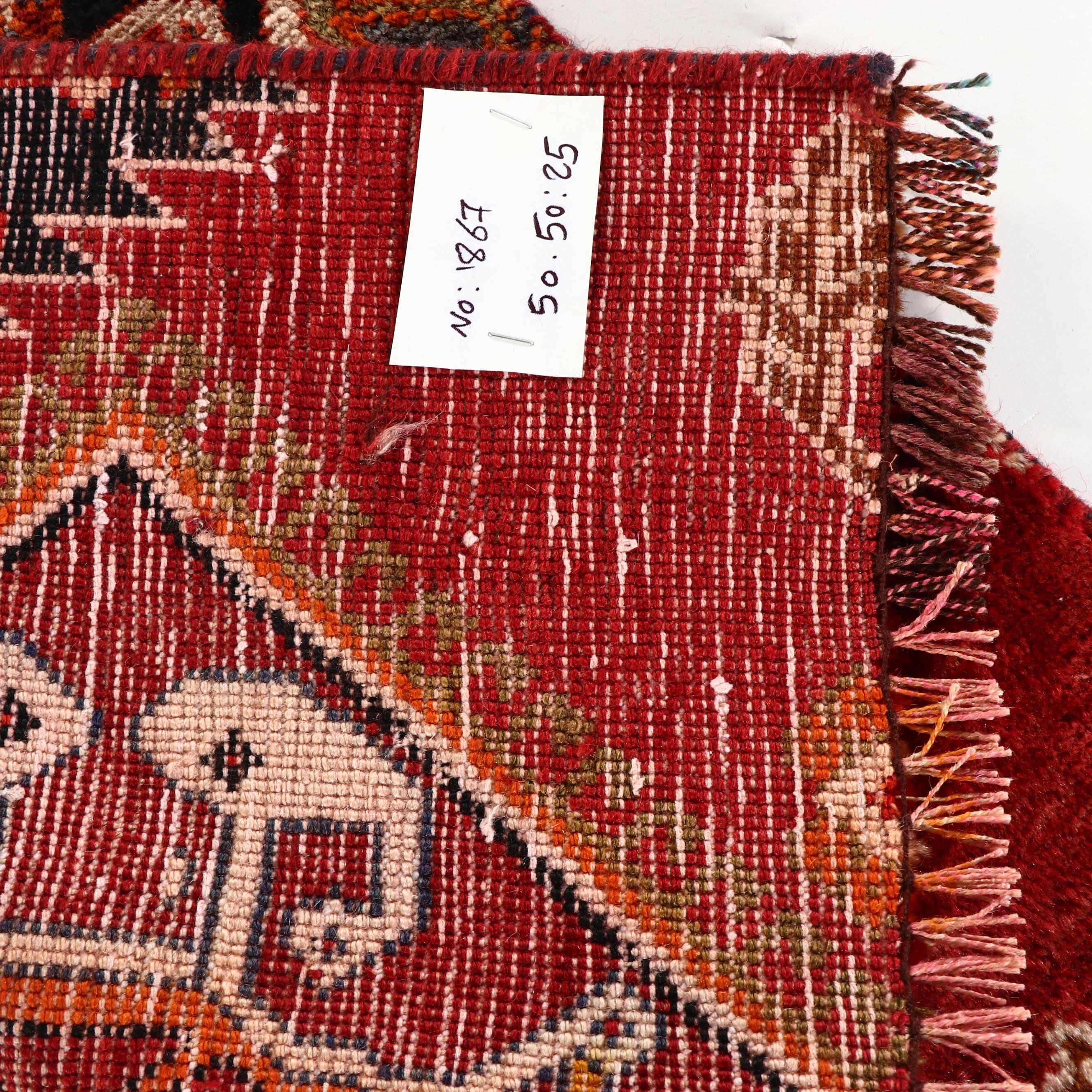 2' x 1'9 Hand-Knotted Persian Shiraz Remnant or Floor Mat