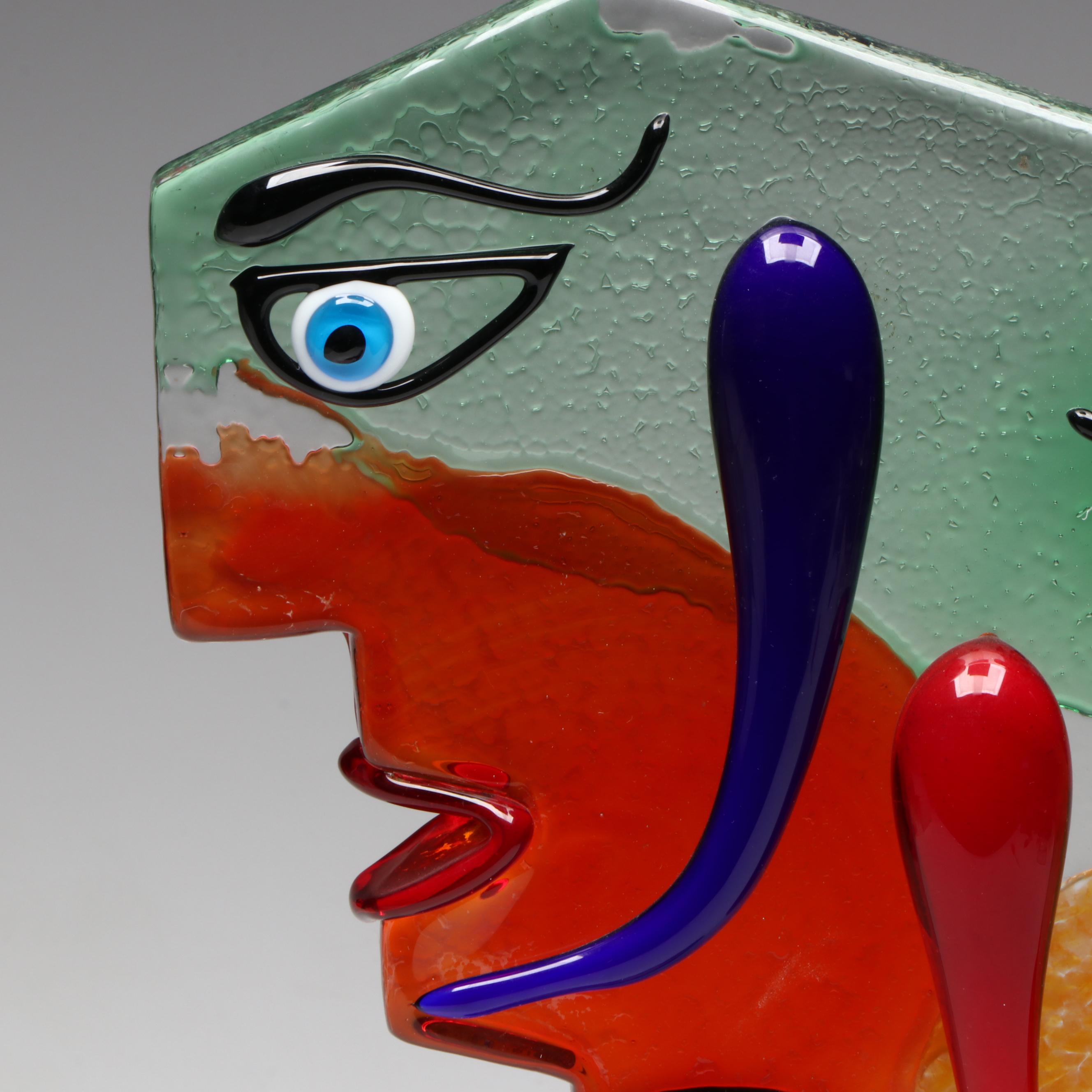 Francesco Badioli Murano Fused Art Glass "Gemelli Picasso Head"