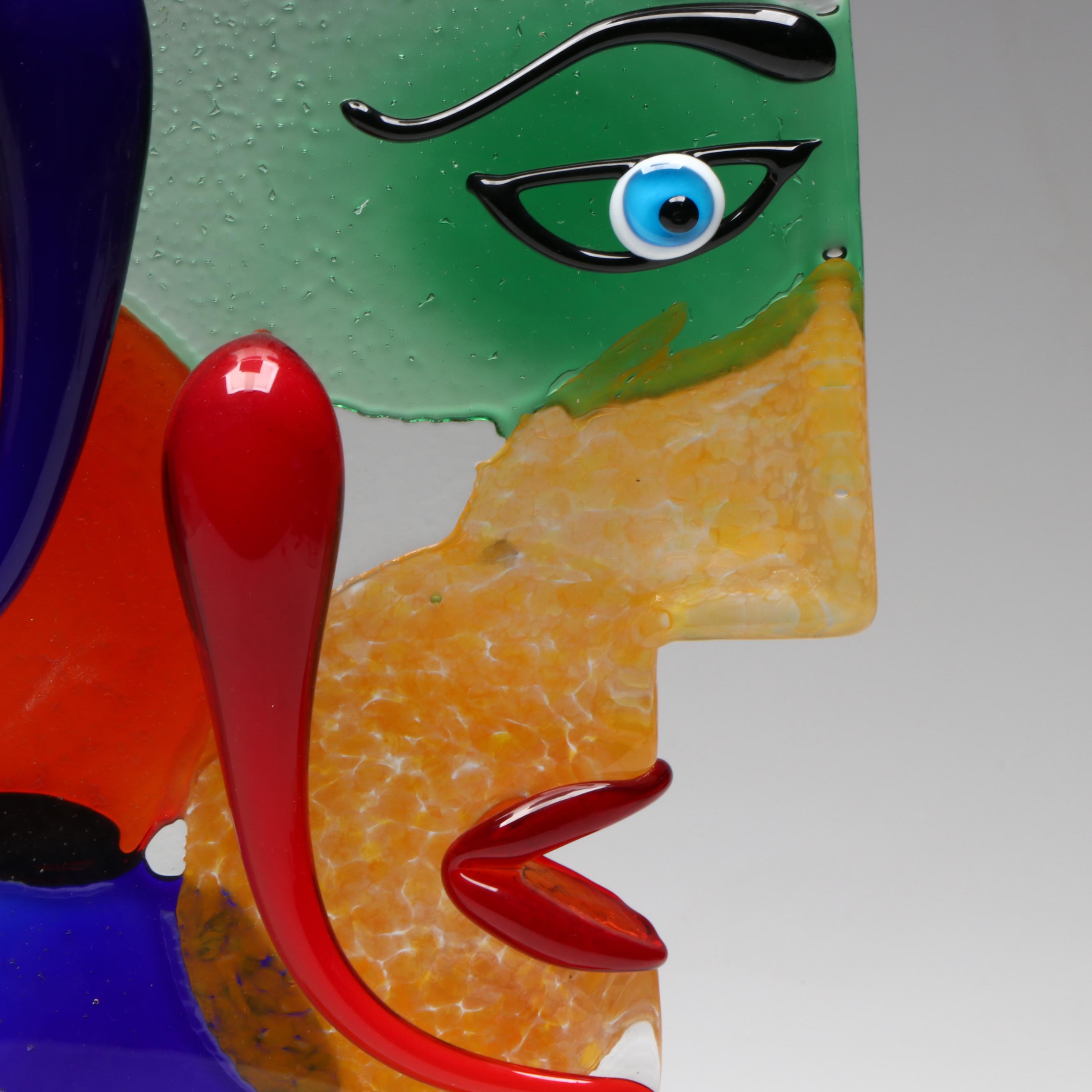 Francesco Badioli Murano Fused Art Glass "Gemelli Picasso Head"