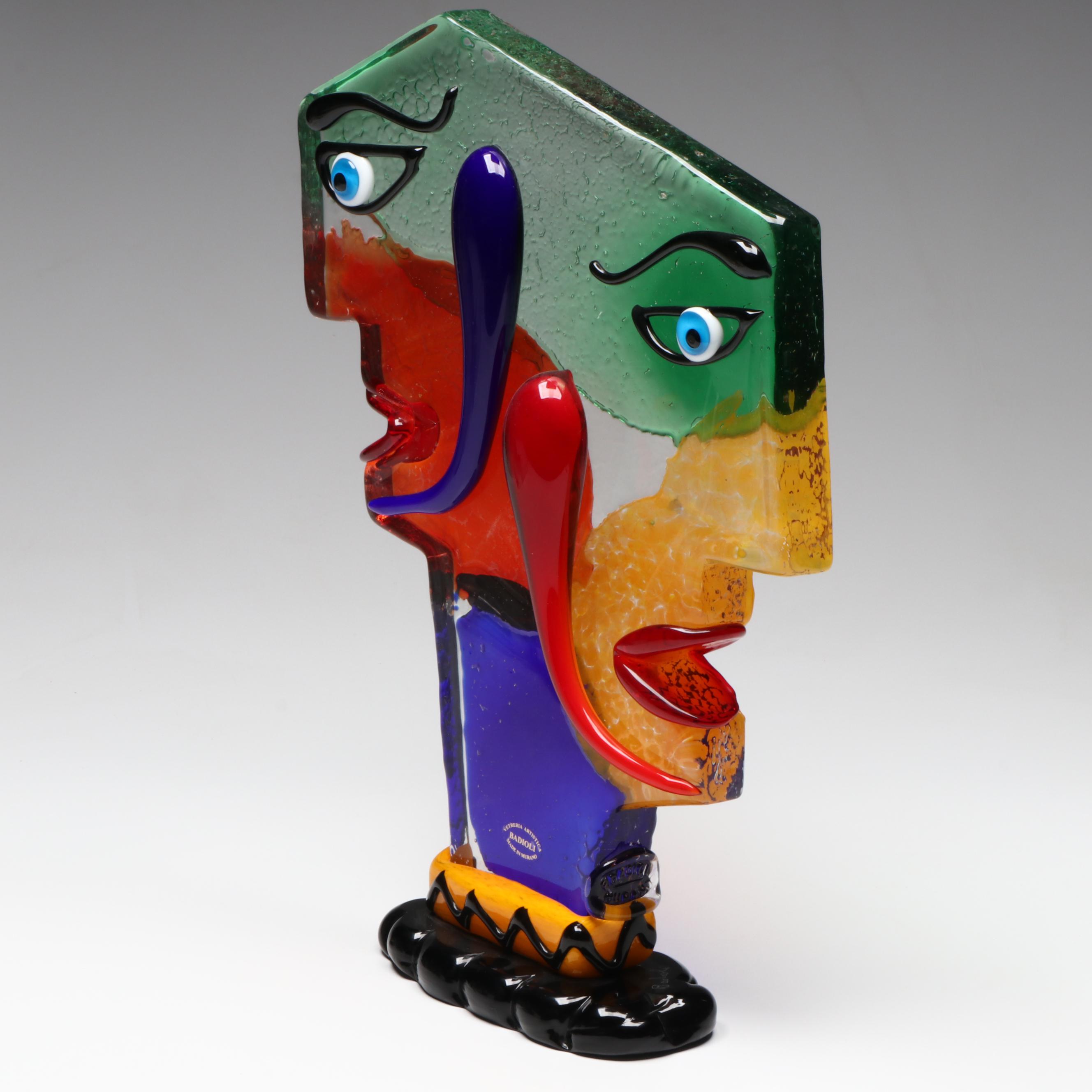Francesco Badioli Murano Fused Art Glass "Gemelli Picasso Head"