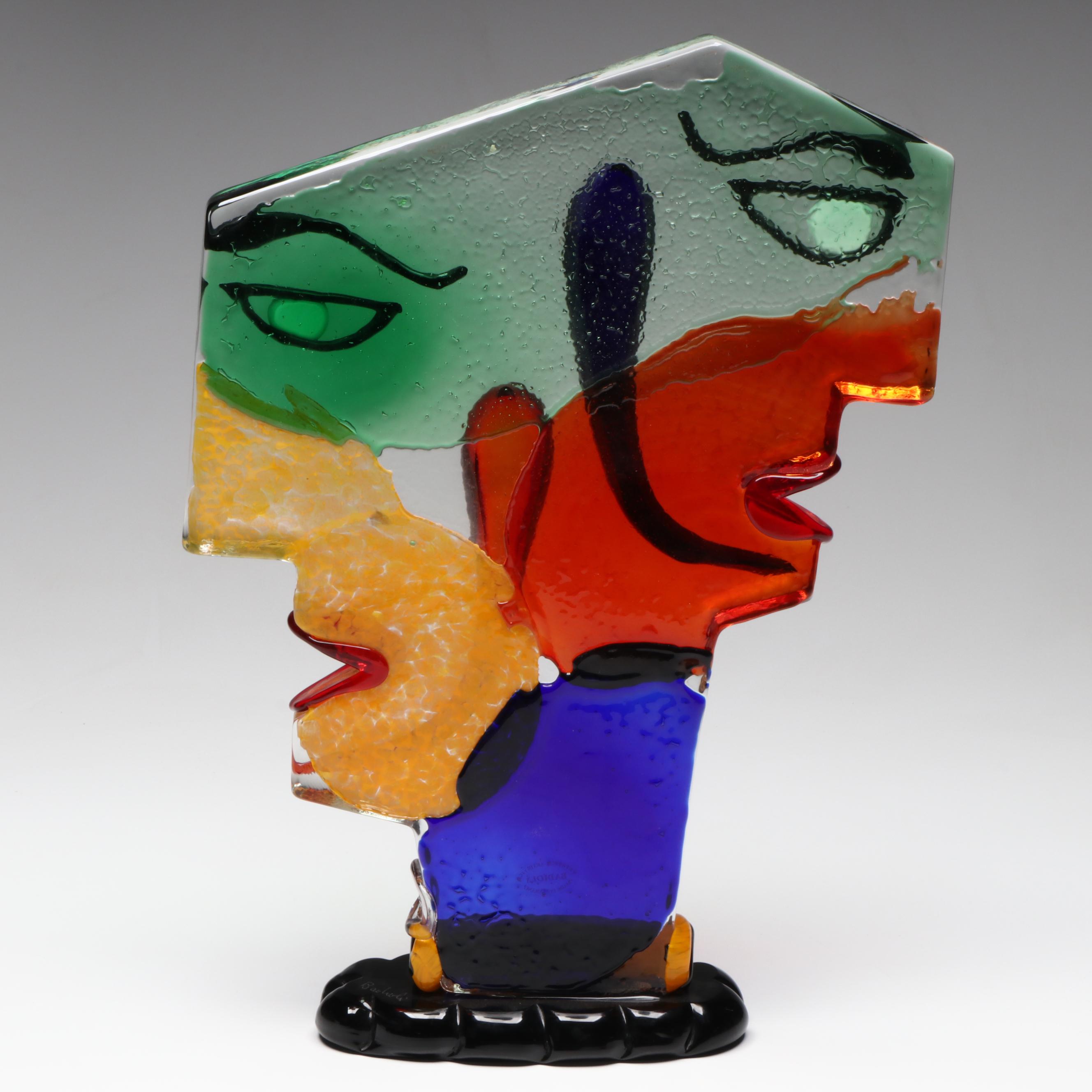 Francesco Badioli Murano Fused Art Glass "Gemelli Picasso Head"