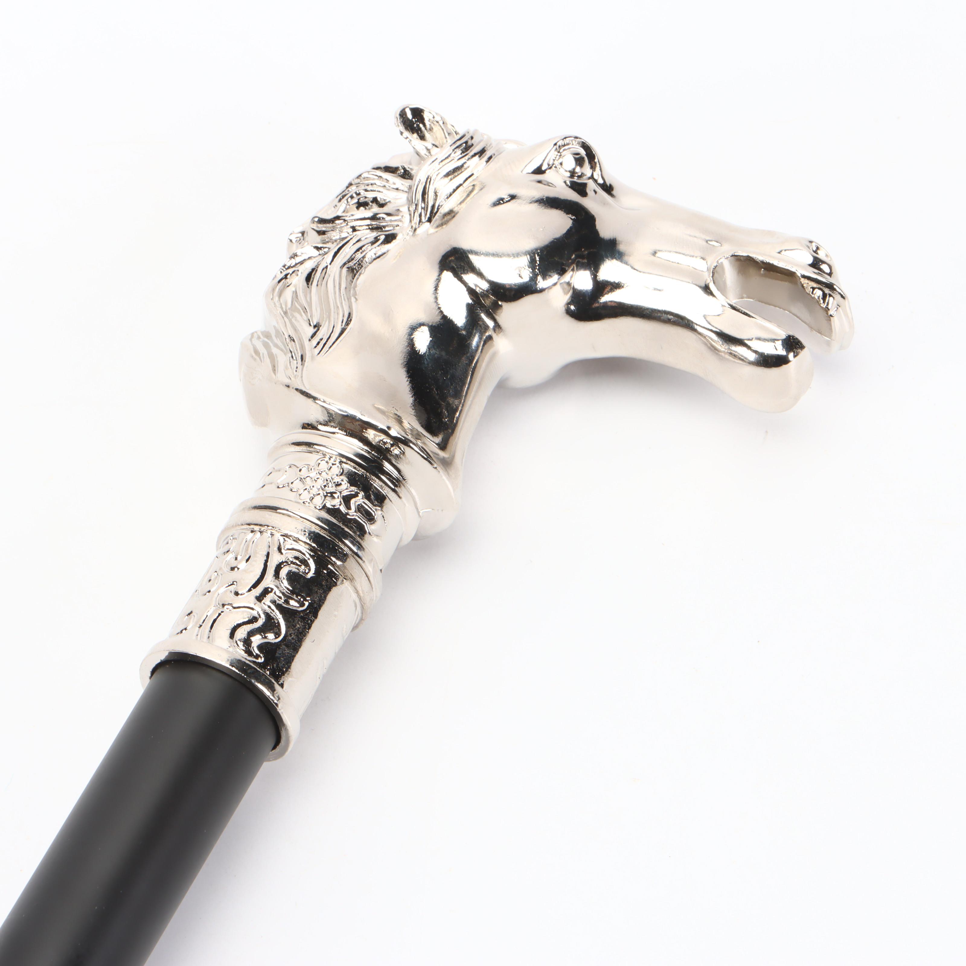 Chrome Finish Horse Head Two-Piece Cane