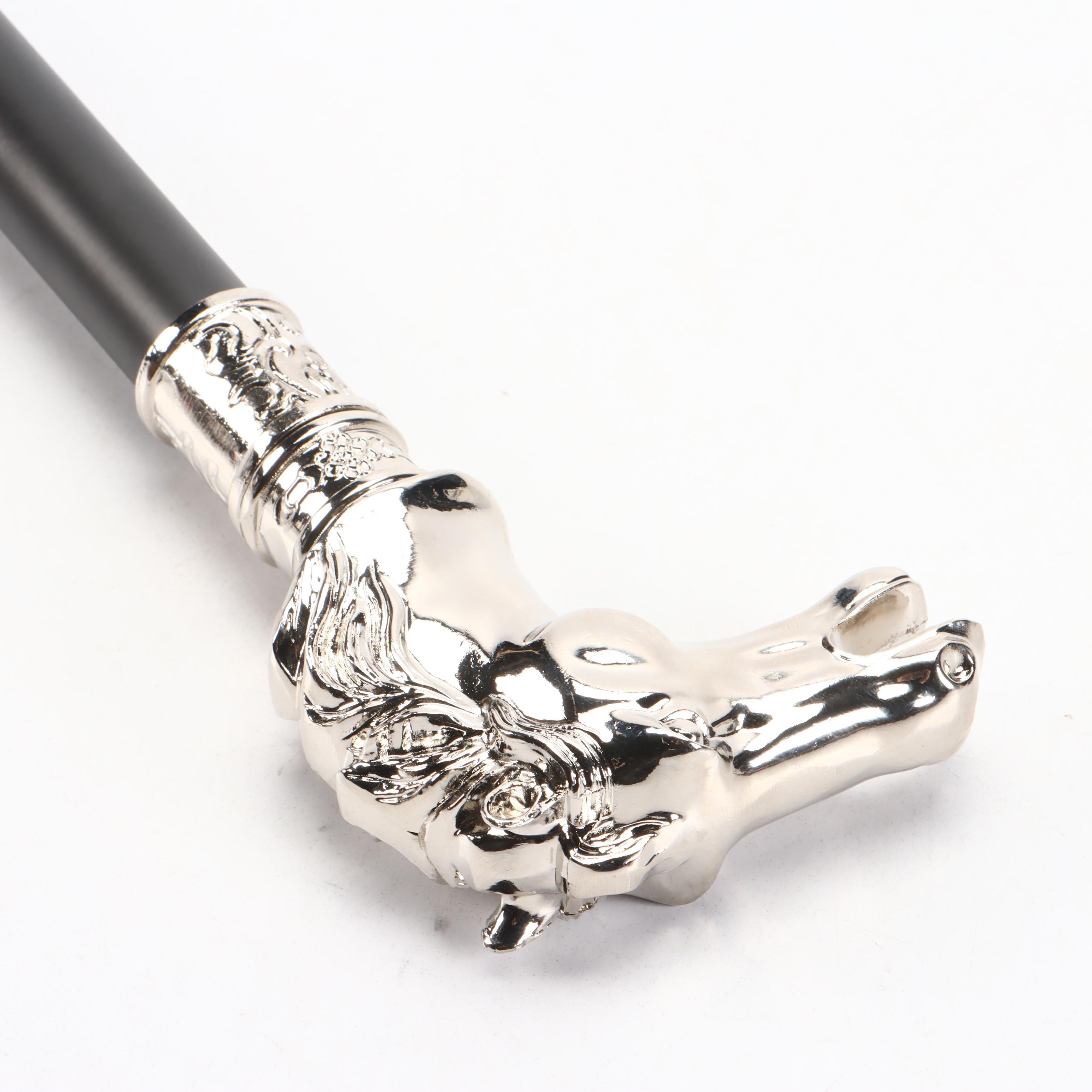 Chrome Finish Horse Head Two-Piece Cane