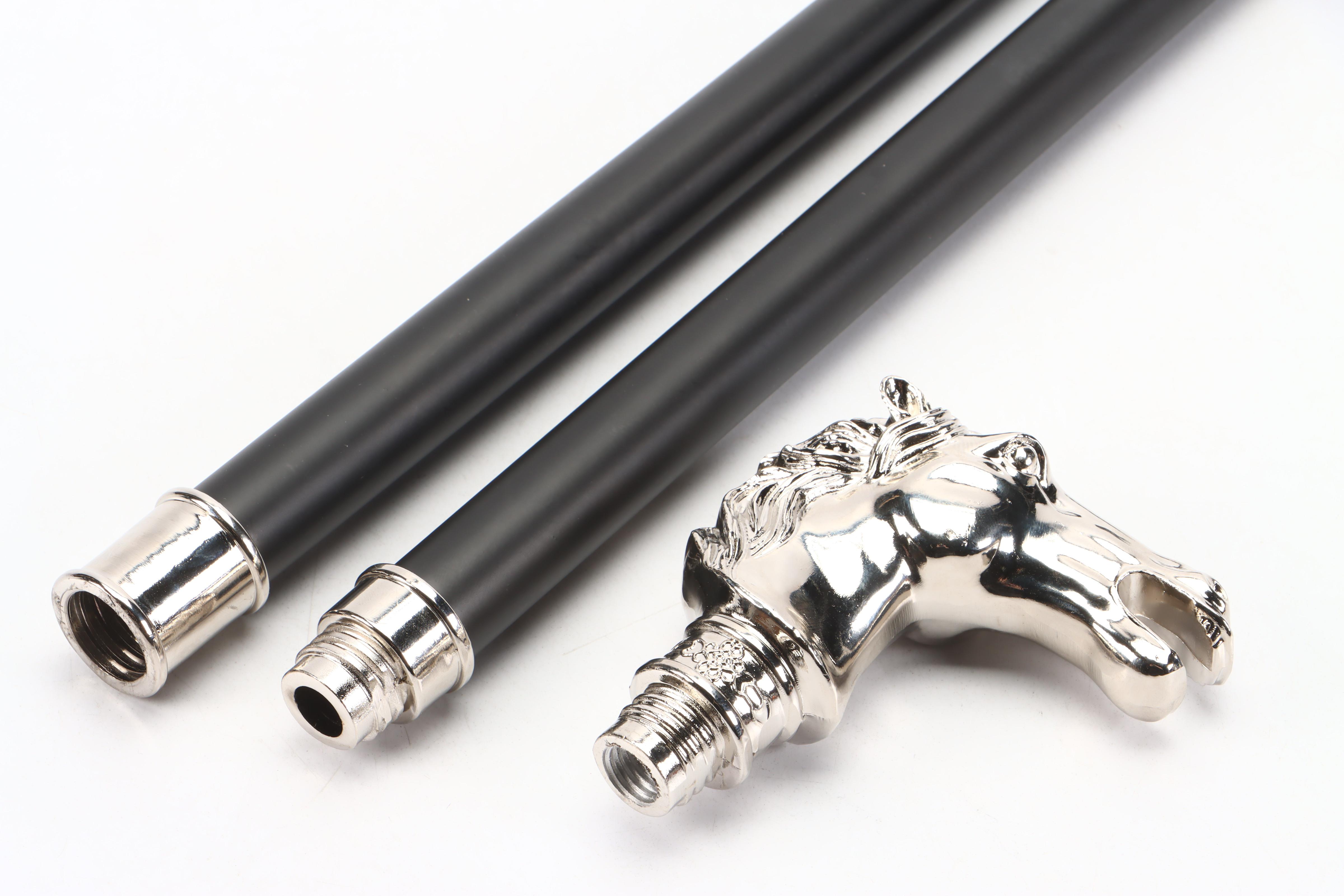 Chrome Finish Horse Head Two-Piece Cane