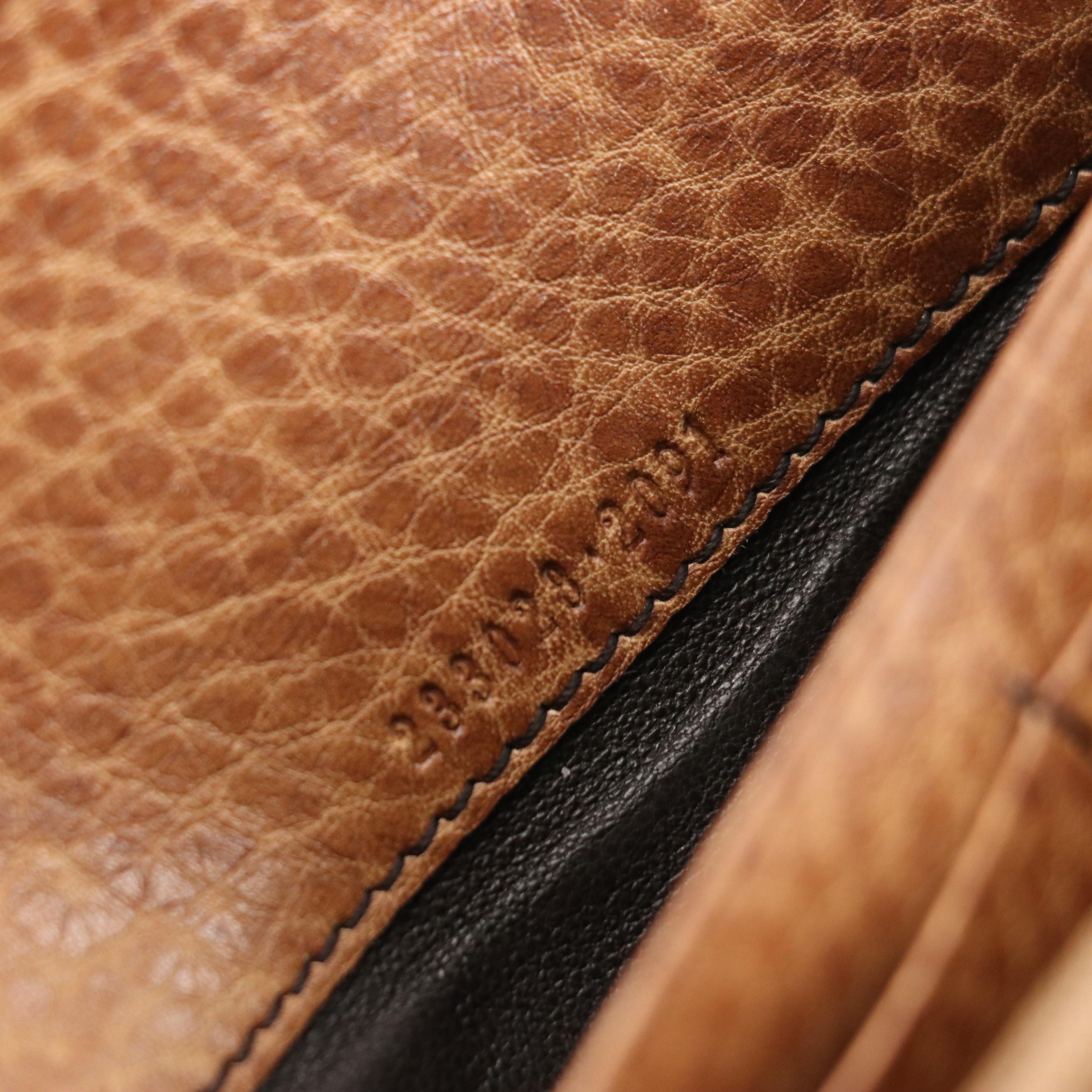 Gucci Brown Grained Leather Continental Wallet with Guccissima Stripe Detail