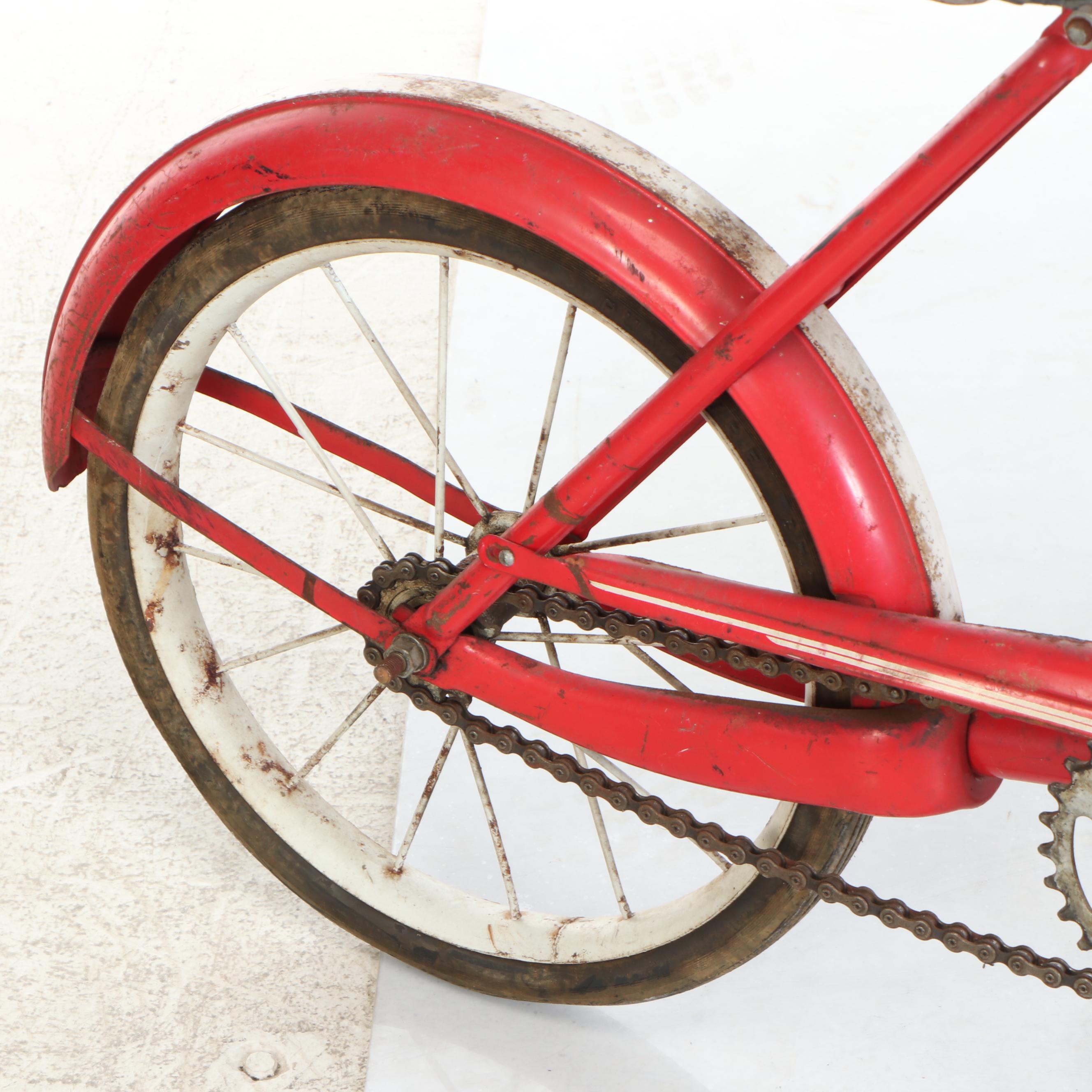 Mercury Red Metal Tricycle and Child's Bicycle, Mid-20th Century
