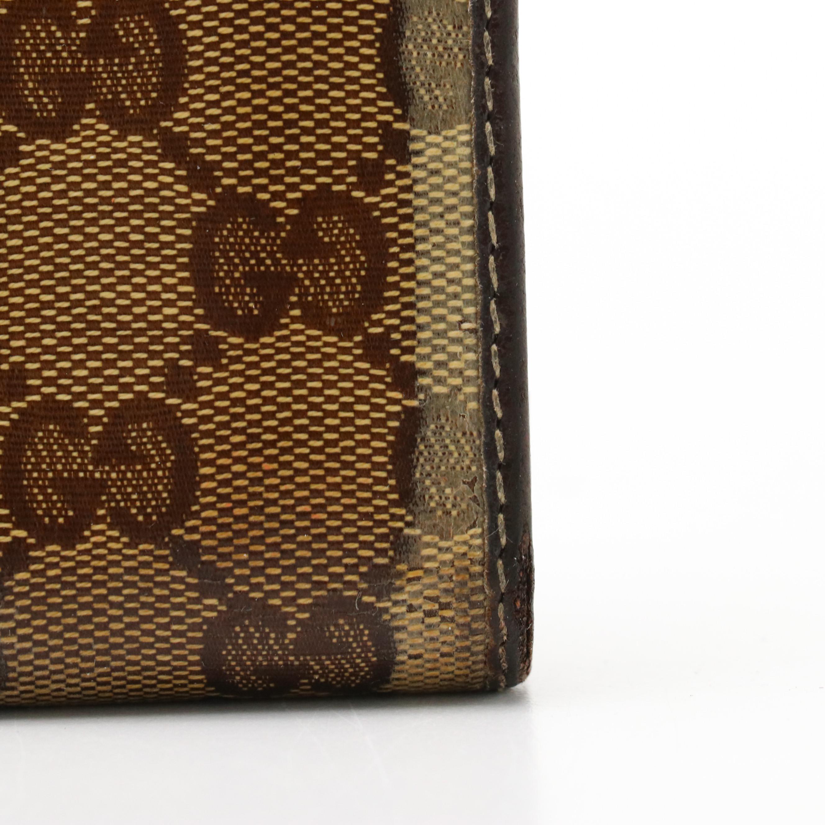 Gucci Heart-Flap Continental Wallet in GG Crystal Canvas and Brown Leather