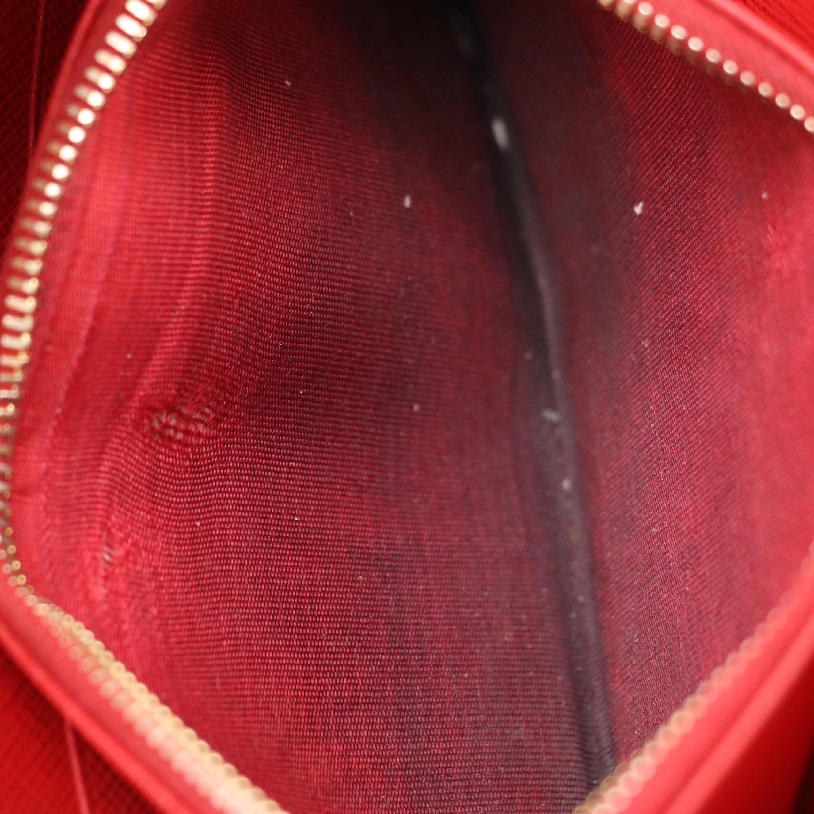 Prada Long Zip-Around Wallet in Red Saffiano Leather