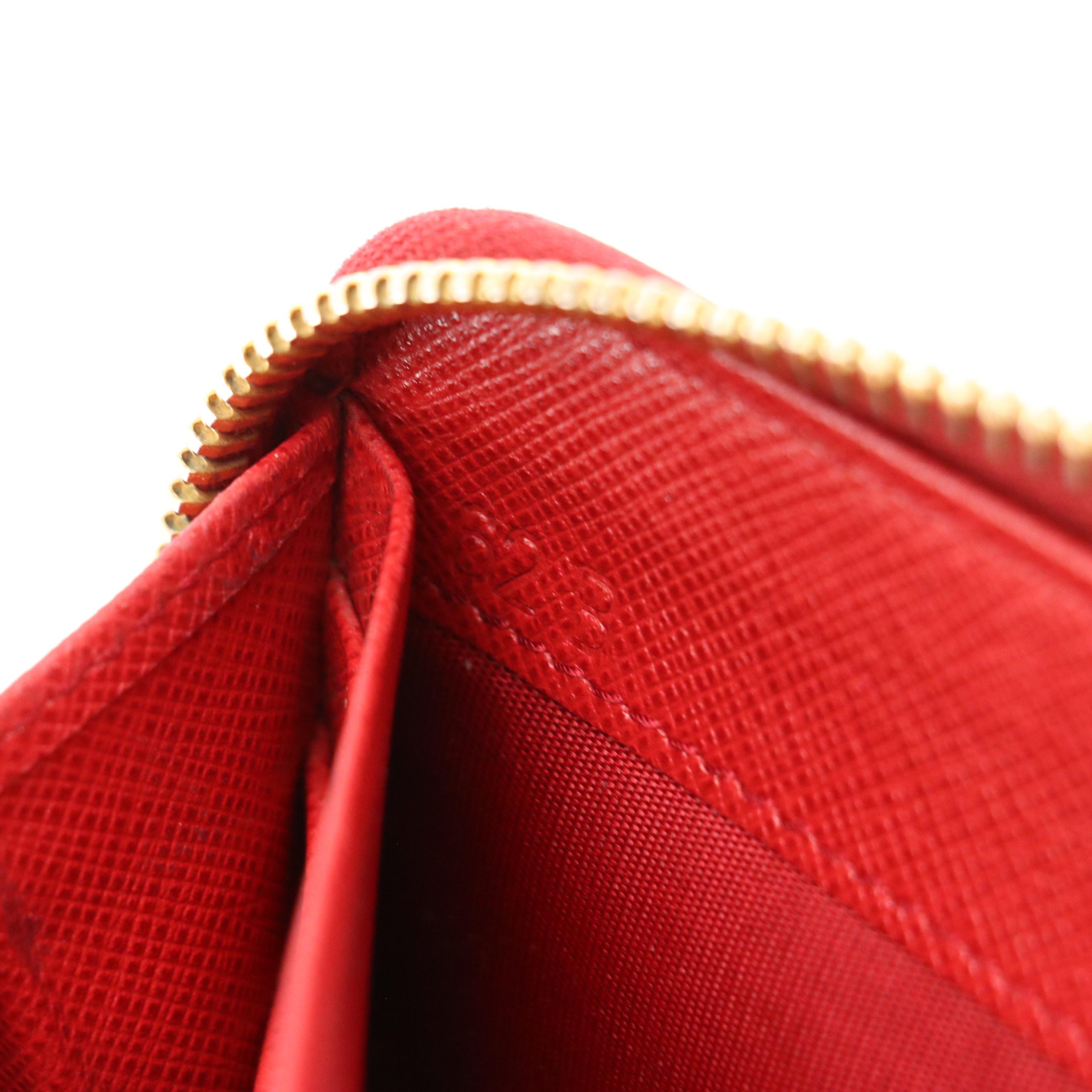Prada Long Zip-Around Wallet in Red Saffiano Leather