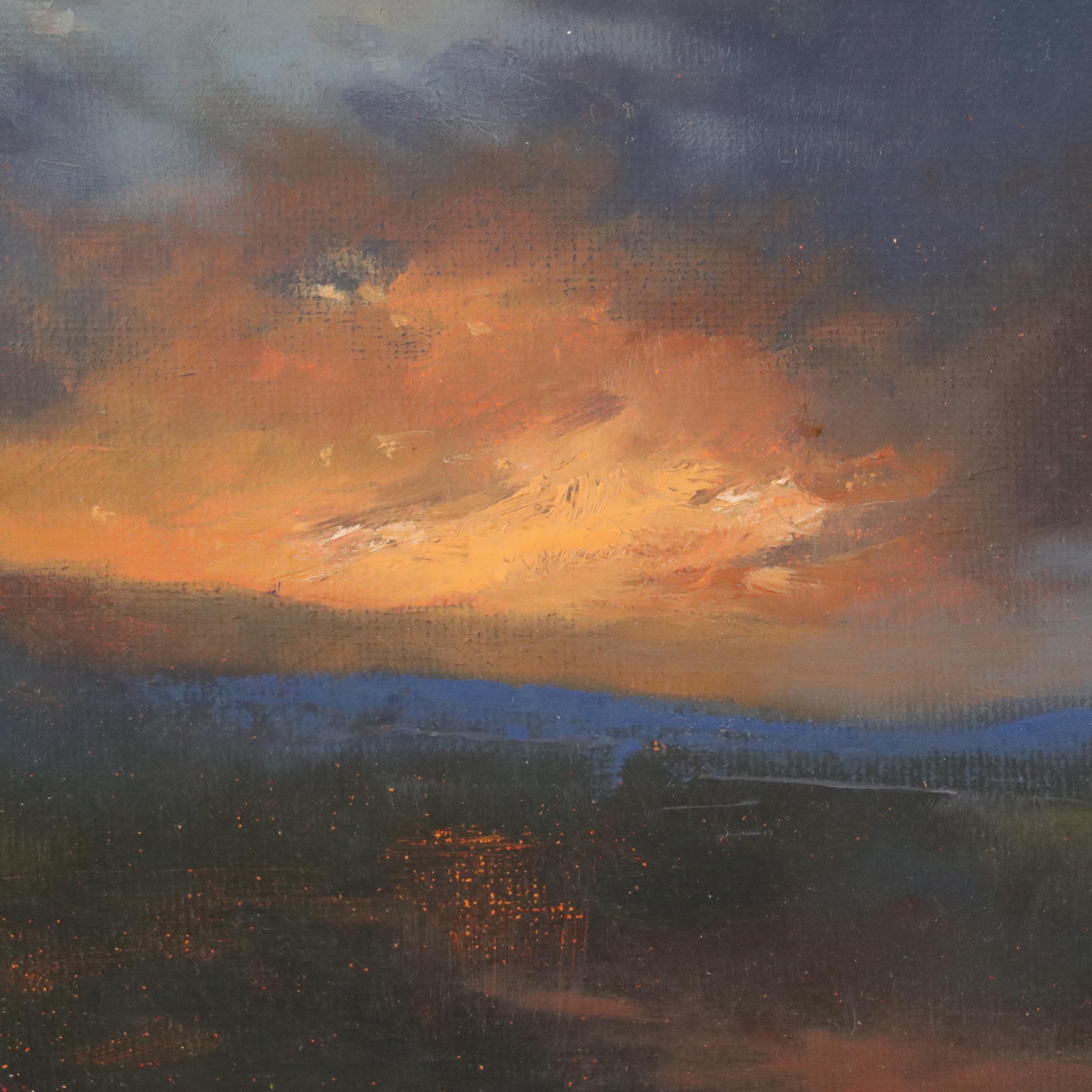 Sarah Brown Sunset Landscape Oil Painting "Luminescence in Shadows"