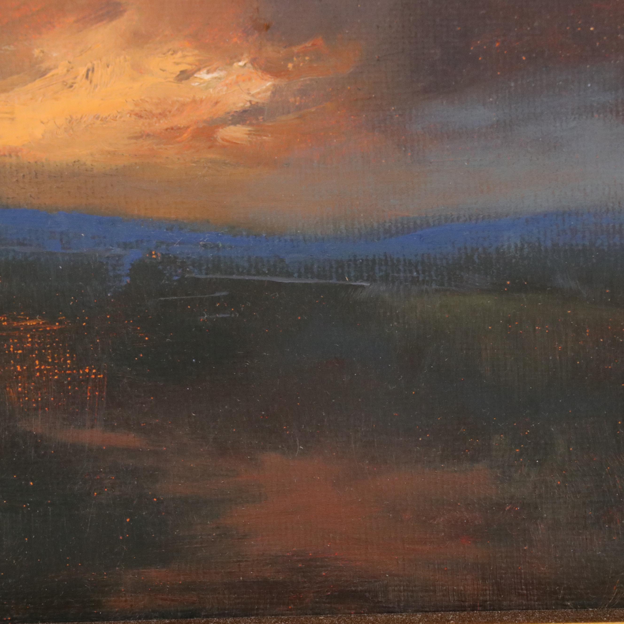 Sarah Brown Sunset Landscape Oil Painting "Luminescence in Shadows"