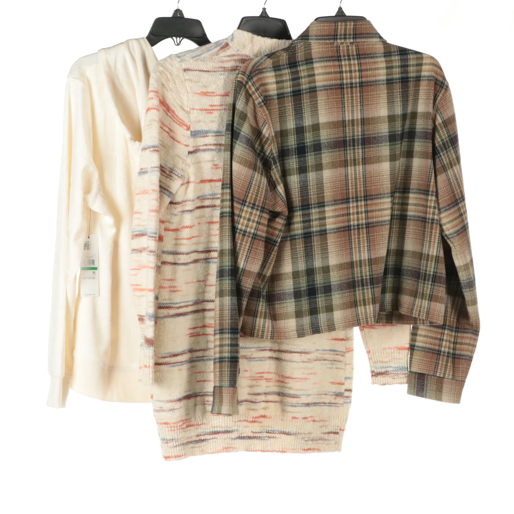 Calvin Klein, L.L. Bean, and Ralph Lauren Jacket, Cardigan, and Velour Shirt