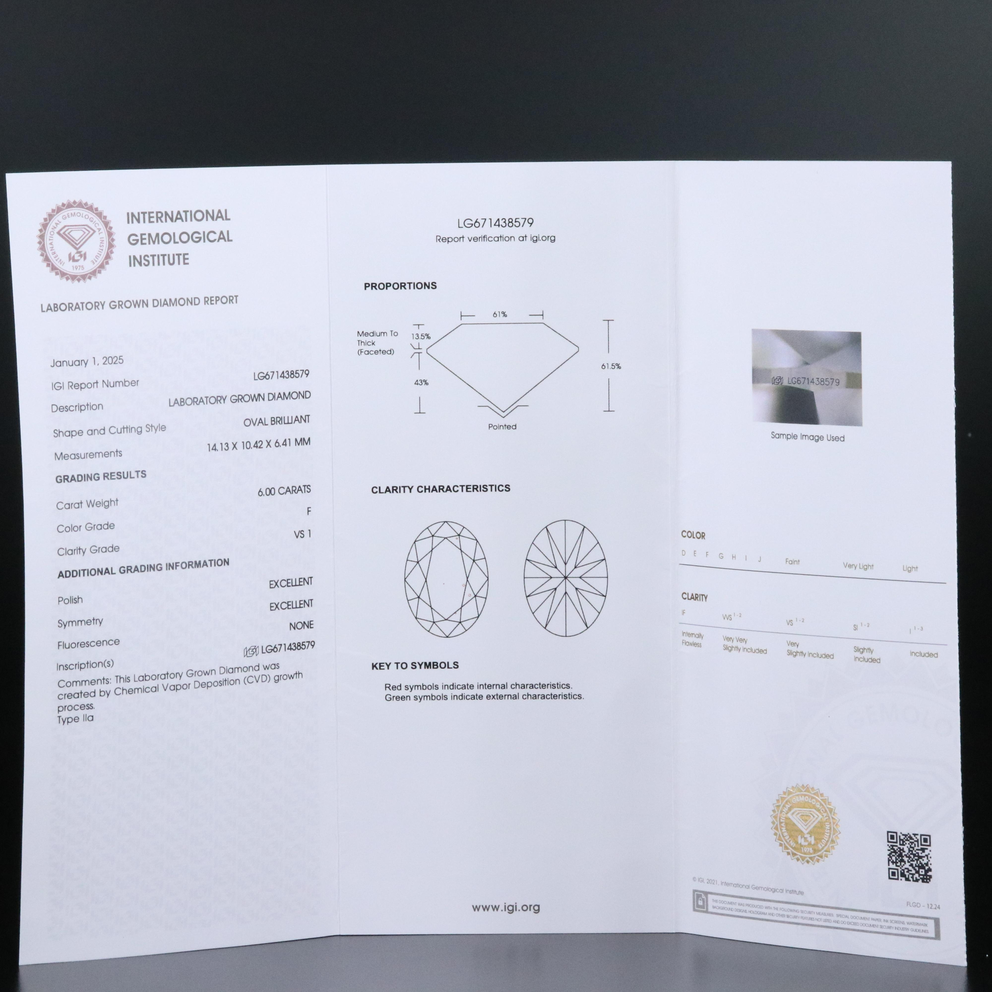 14K 6.96 CTW Lab Grown Diamond Ring with IGI Report
