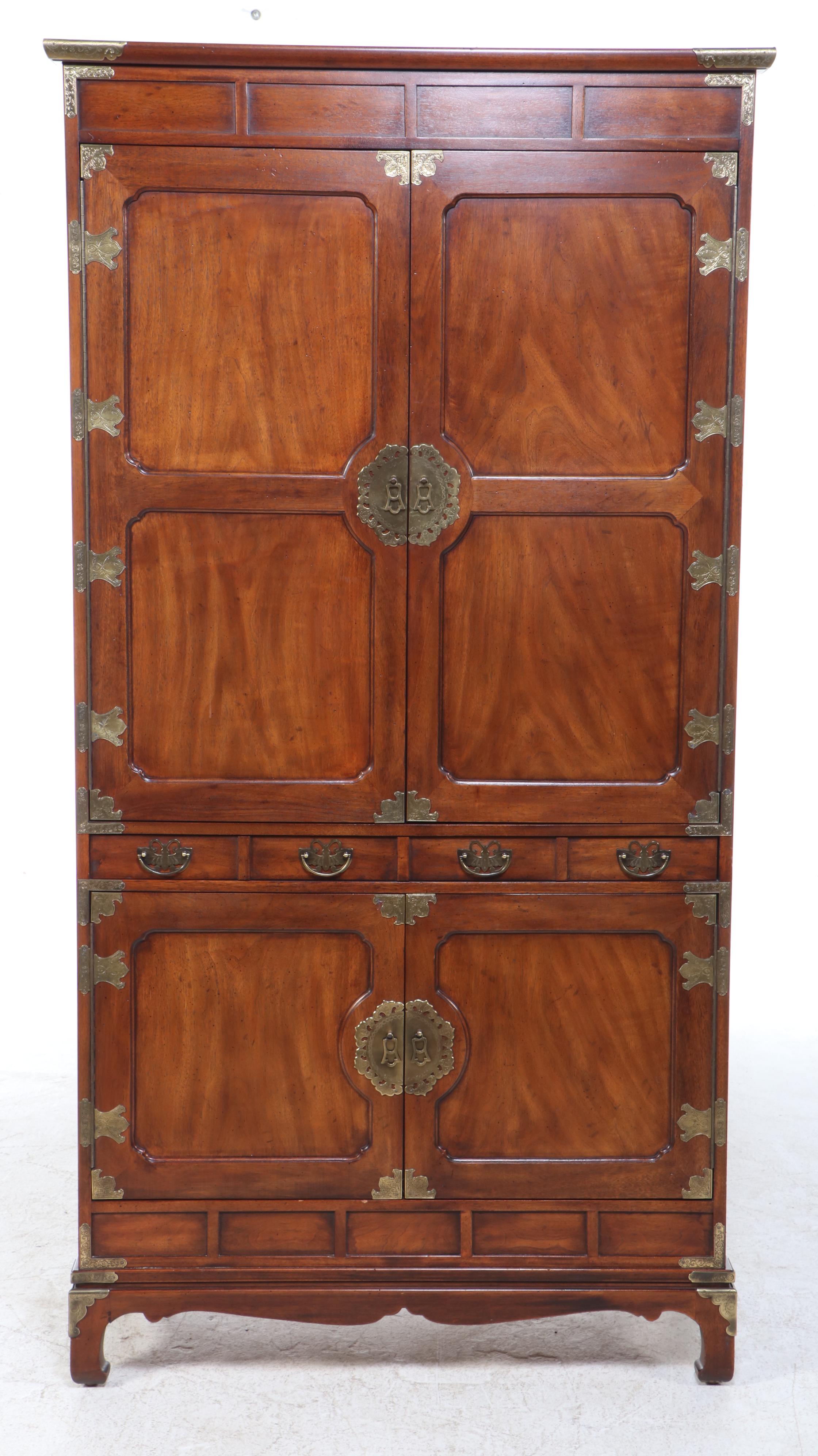 Henredon "Pan Asian" Mahogany Cabinet with Brass Hardware, Late 20th C.