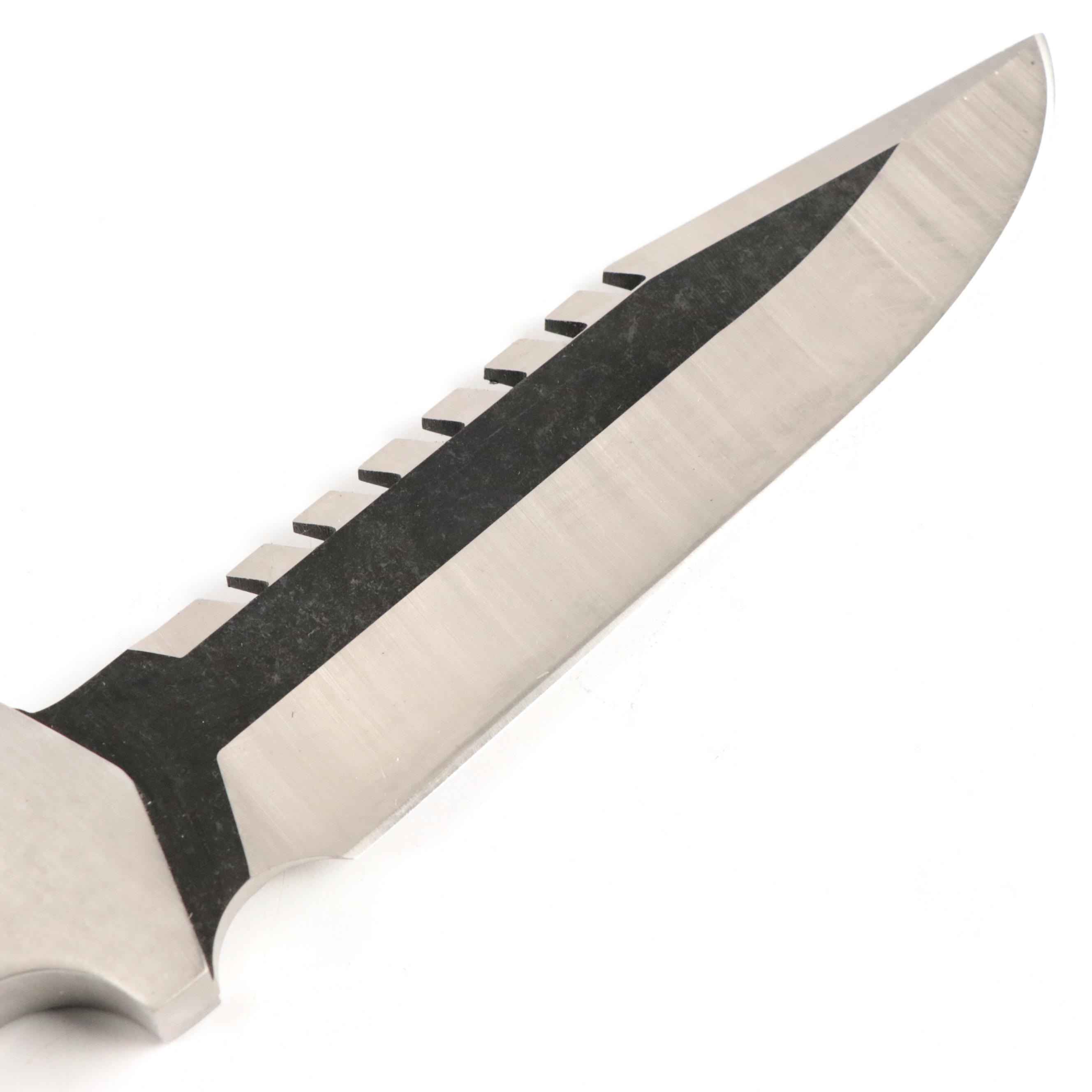 Aodunma Knives Black Wooden Handled Fixed Blade Knife in Leather Scabbard