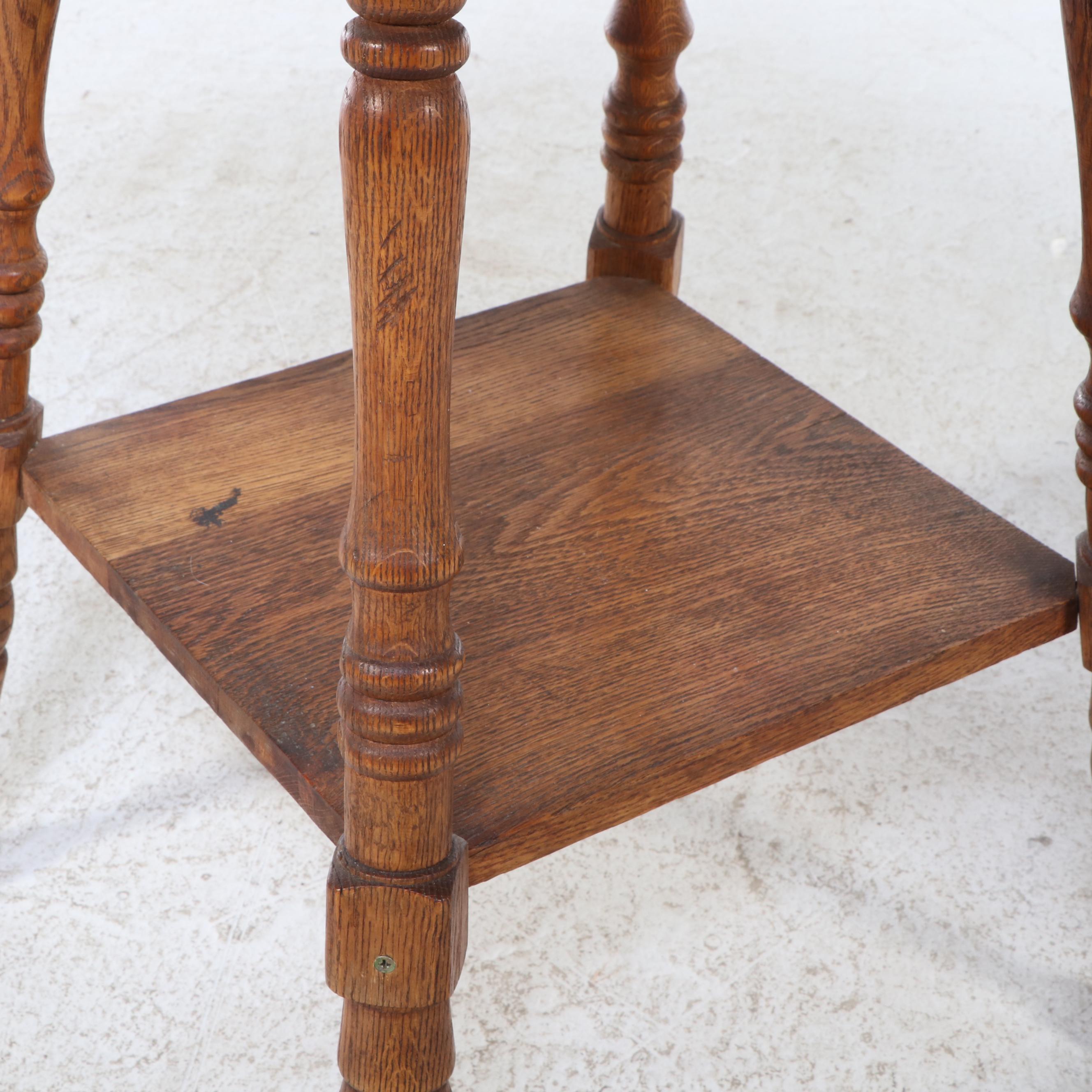 Late Victorian Oak Two-Tier Parlor Table, Circa 1900